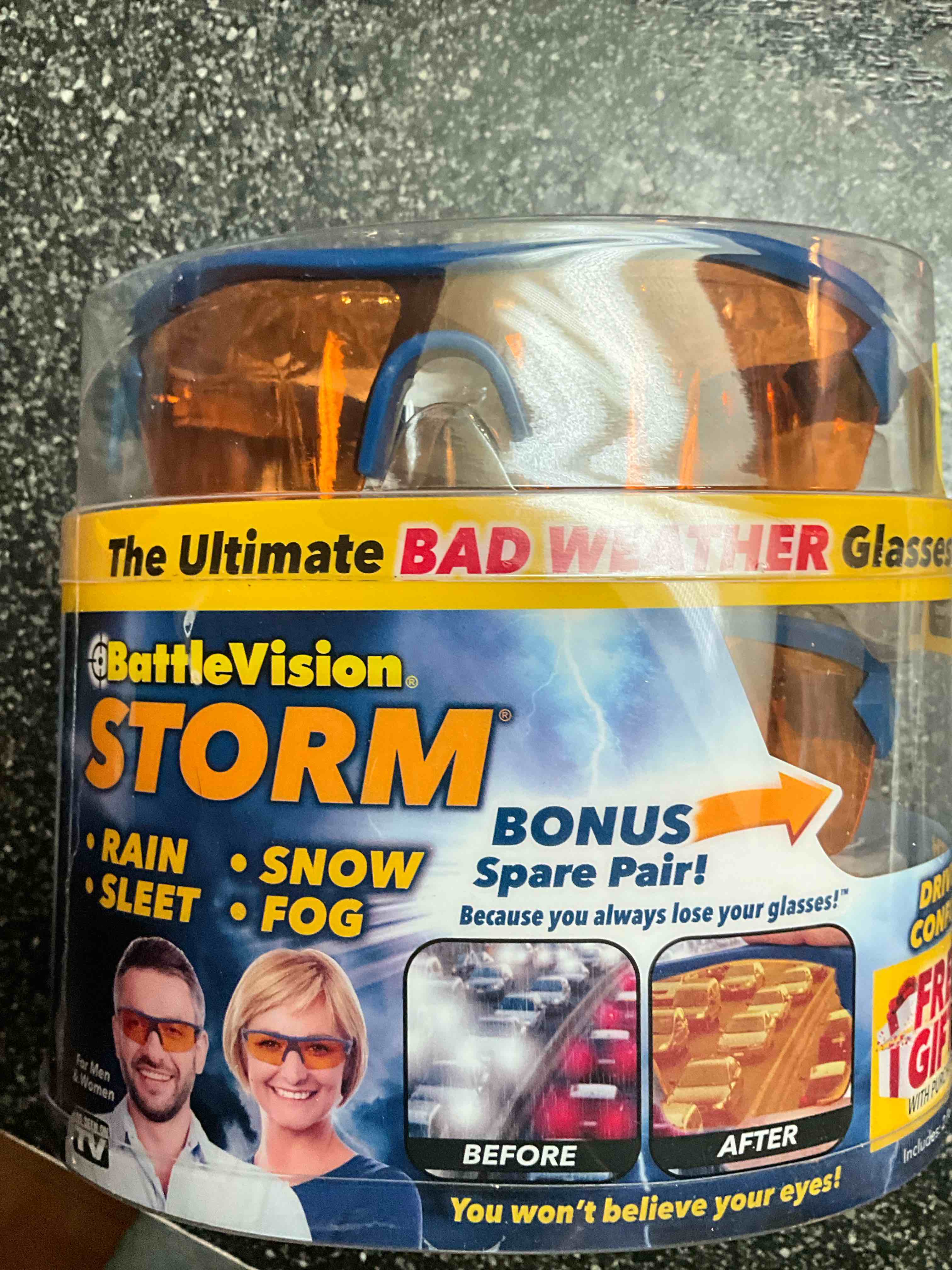 BattleVision Storm Glare-Reduction Glass by BulbHead,All Weather Conditions Day/Night,Optimize Light&Block Blue Rays,2 Pairs