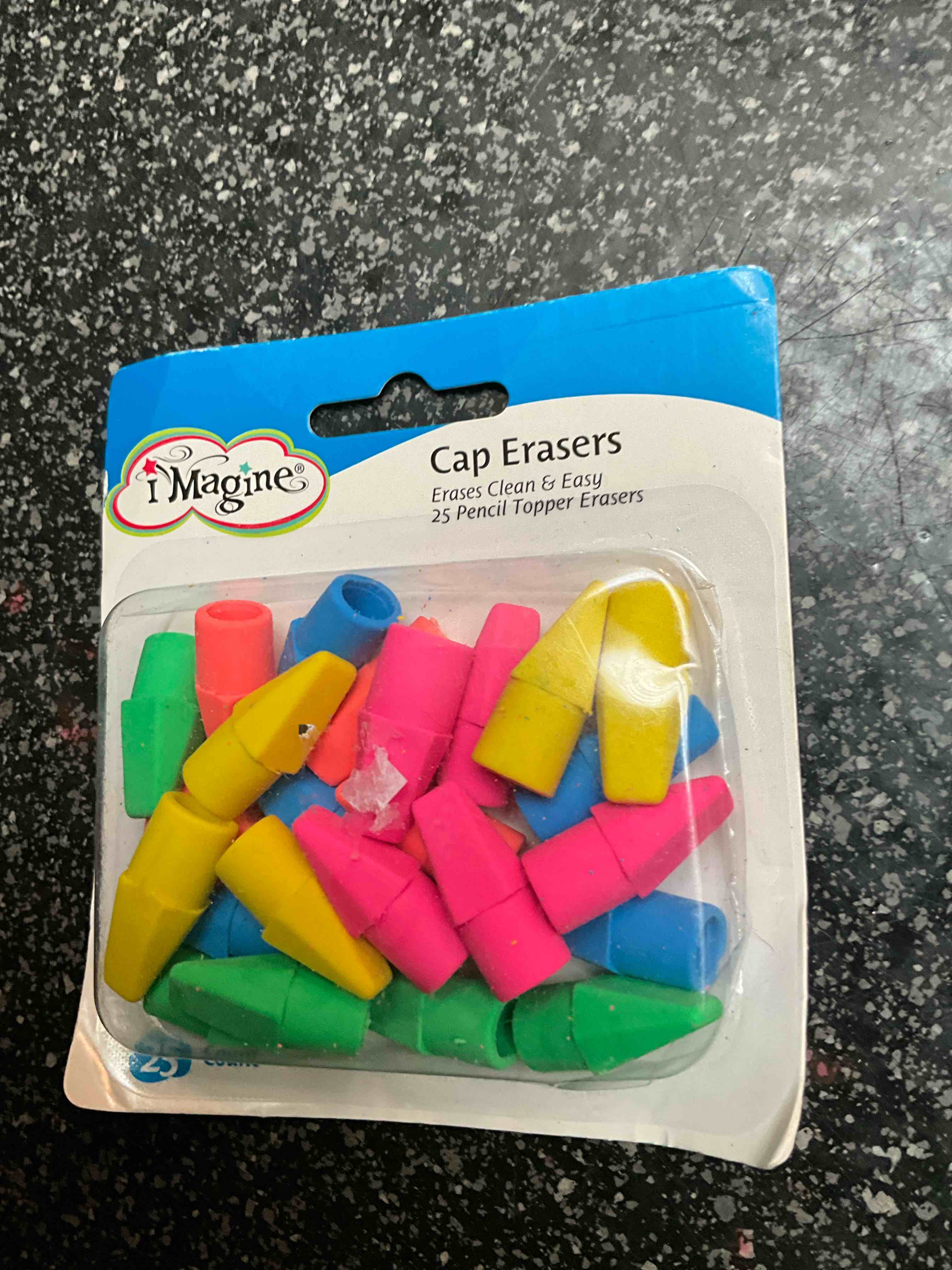 iMagic - Cap Erasers - 25 Pencil Topper Erasers - Multi Colored 