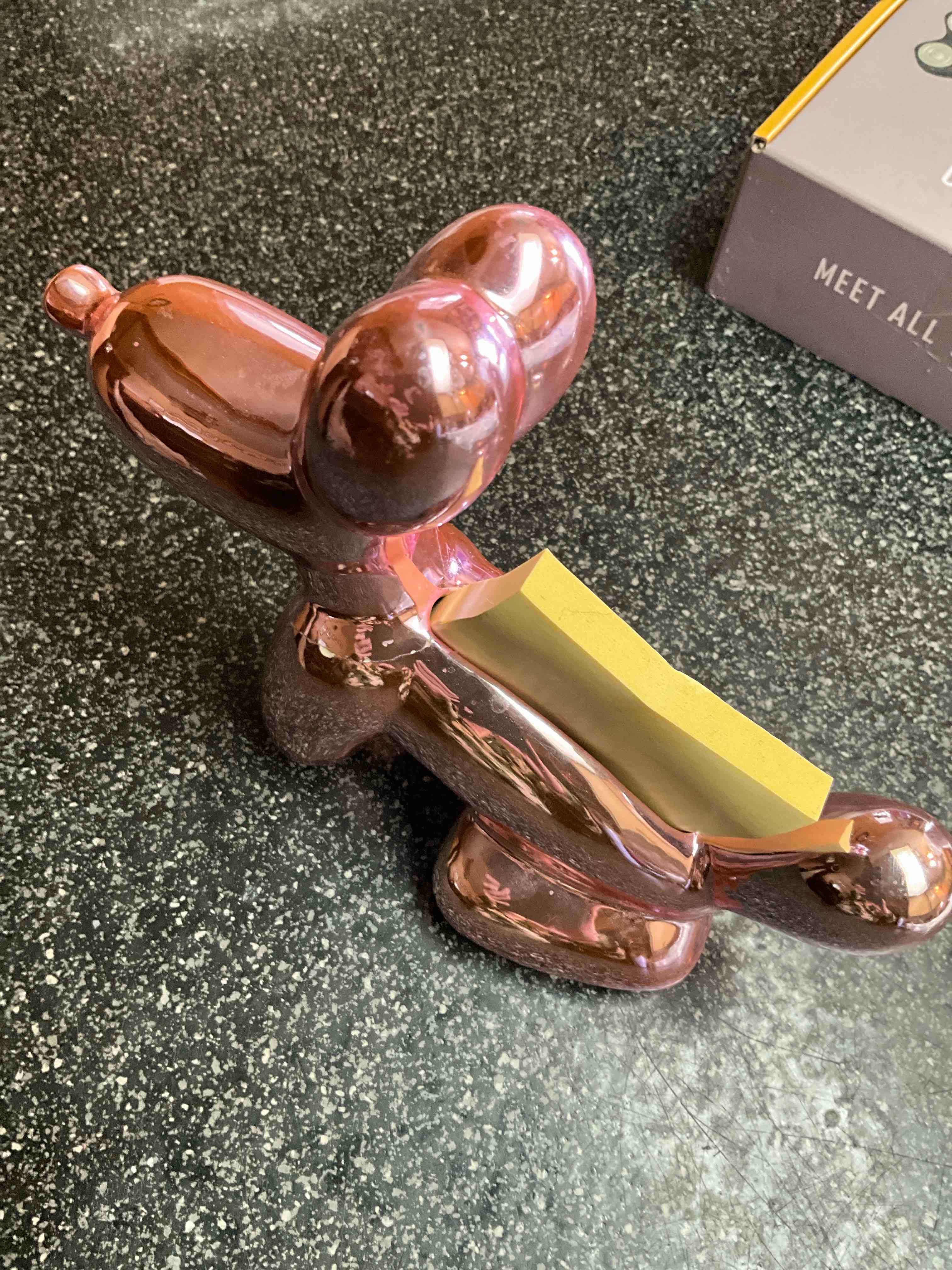 Pink Metallic Balloon Animal Post It Holder  