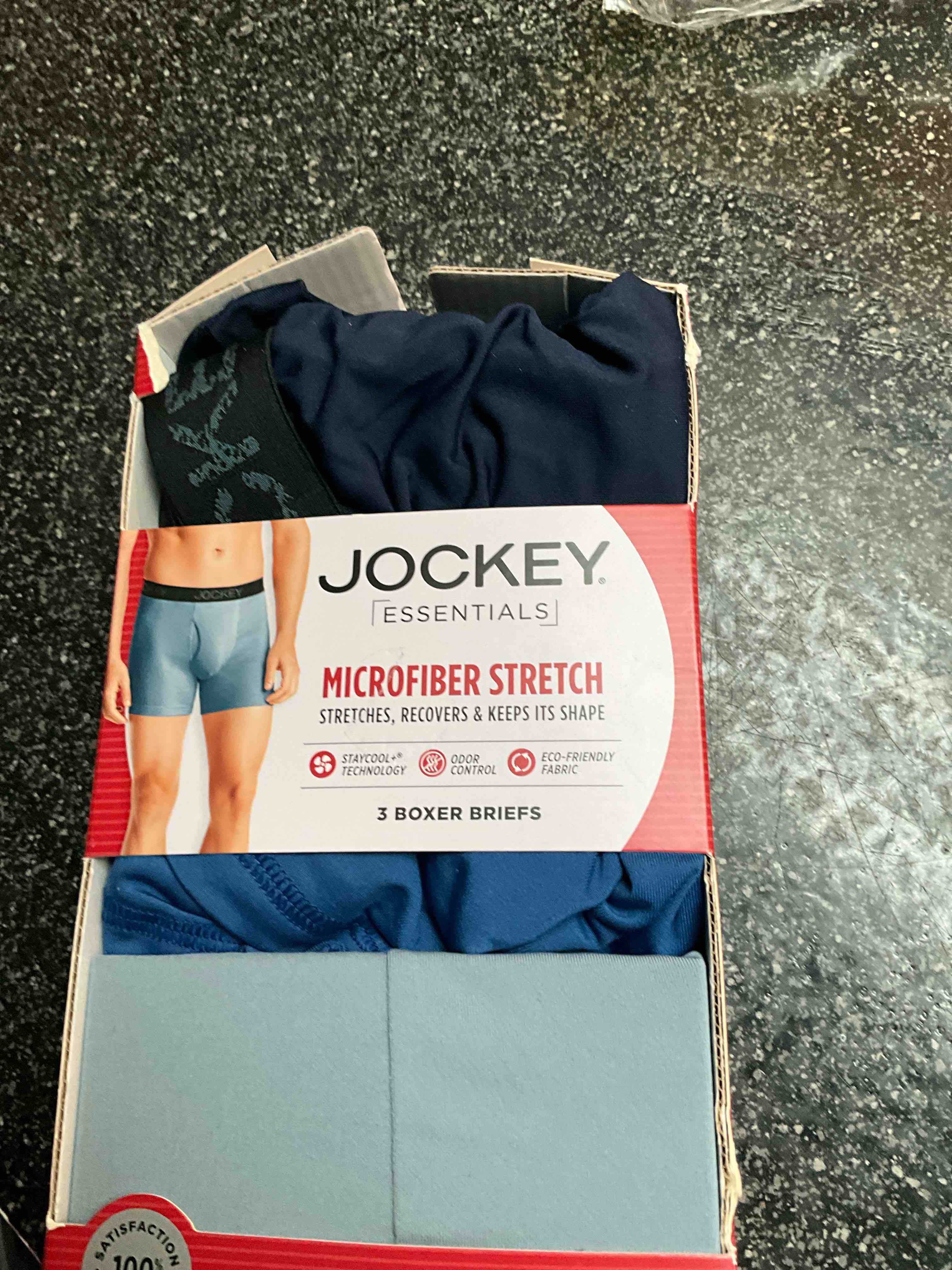 Jockey Men's Underwear Active Microfiber Boxer Brief - 3 Pack, Just Past Midnight/Spikey Geo/Outrageous Blue - size - 2xl 