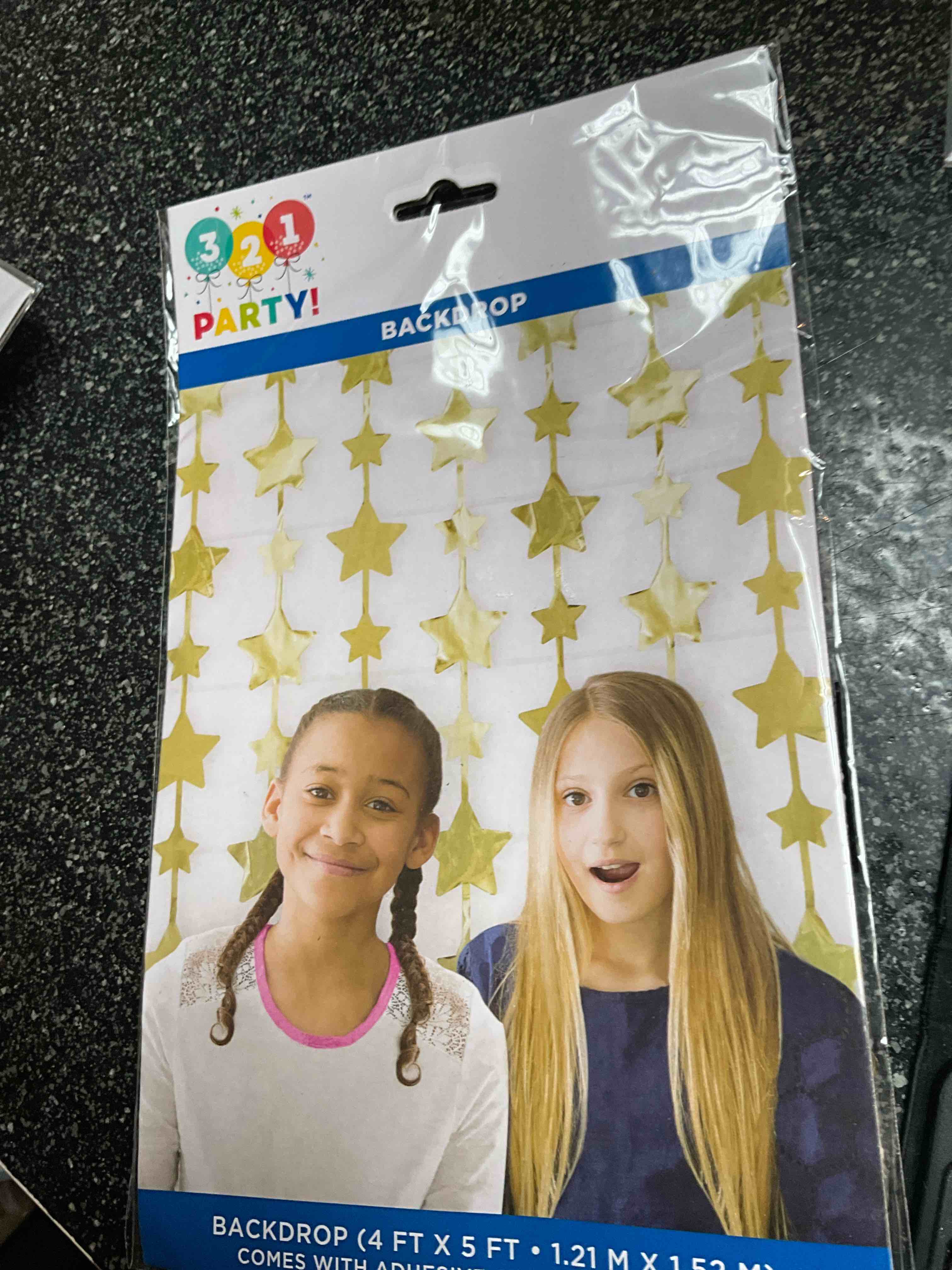 3 2 1 Party - Gold Stars - Party - Back Drop - 4 x 5 