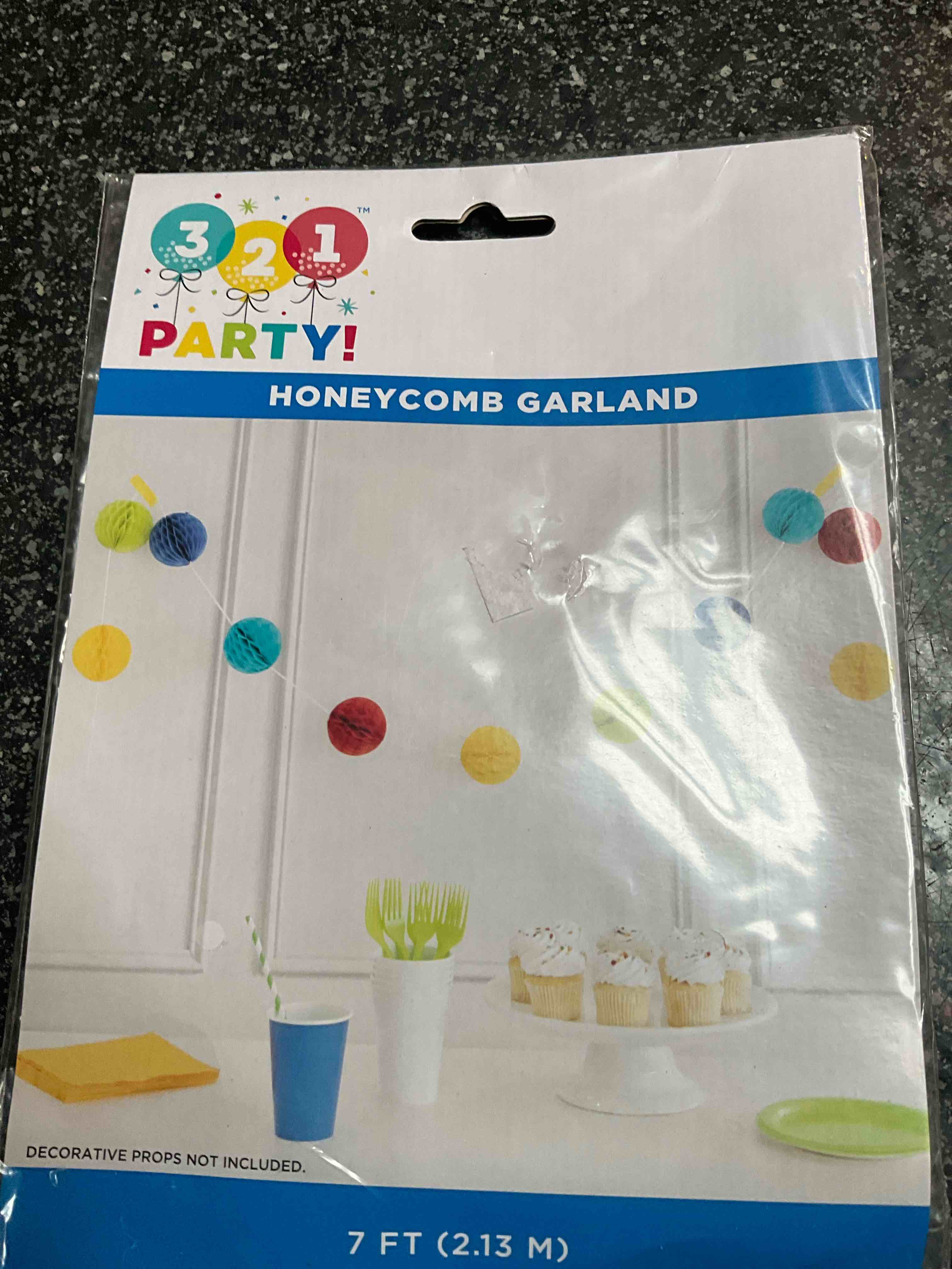 3 2 1. Party - 7ft - Honeycomb Garland - Multi-Colored 