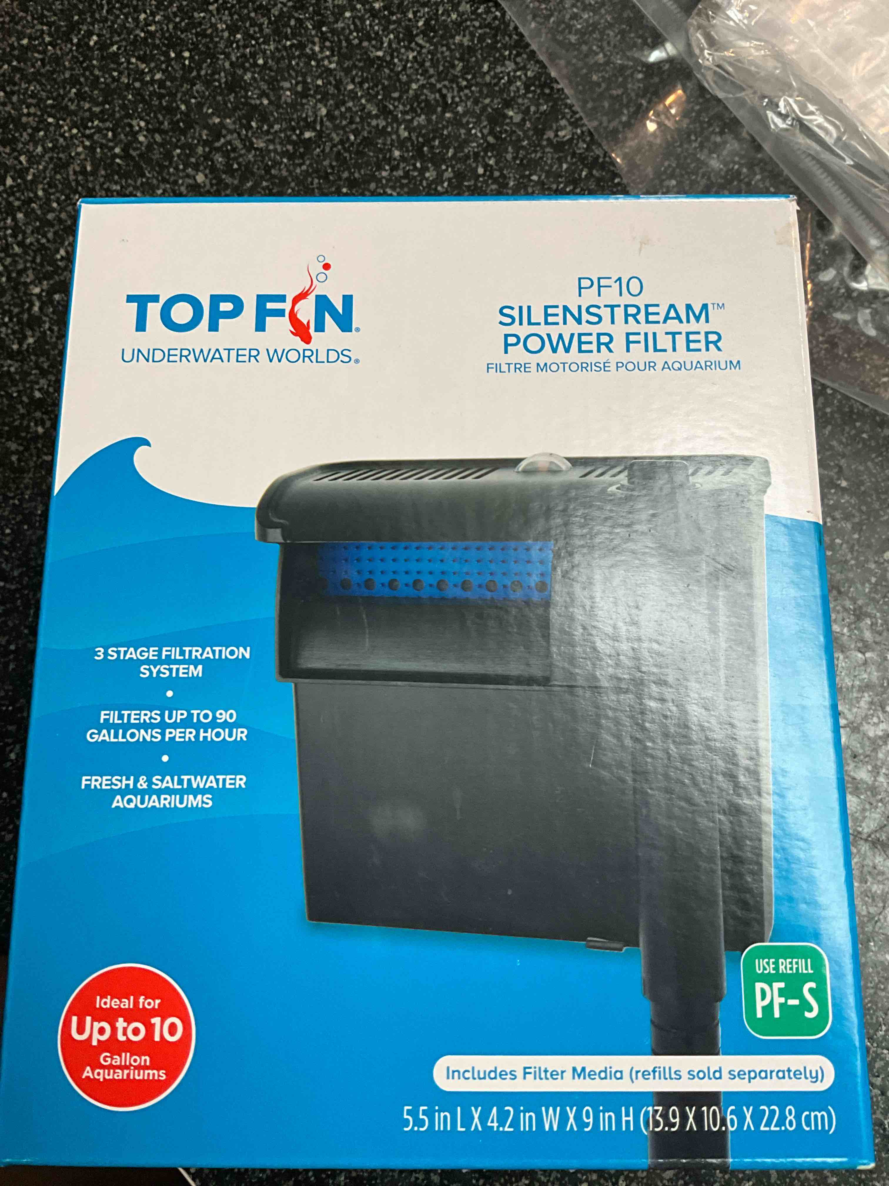 Top Fin- Silenstream Power Filter - for up to 10 gallon aquariums 