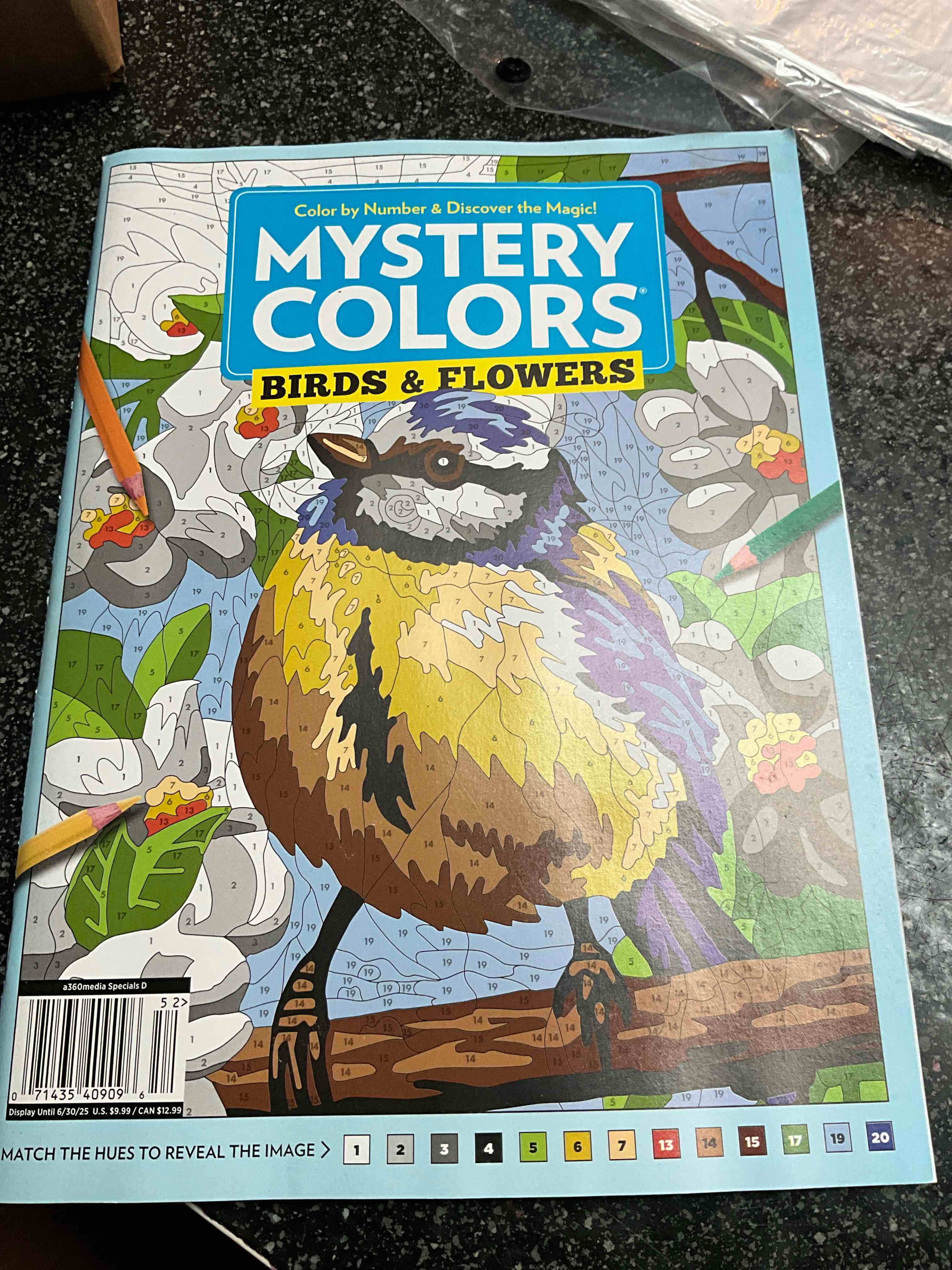 Color by Number & Discover the Magic - Mystery Colors - Birds & Flowers 