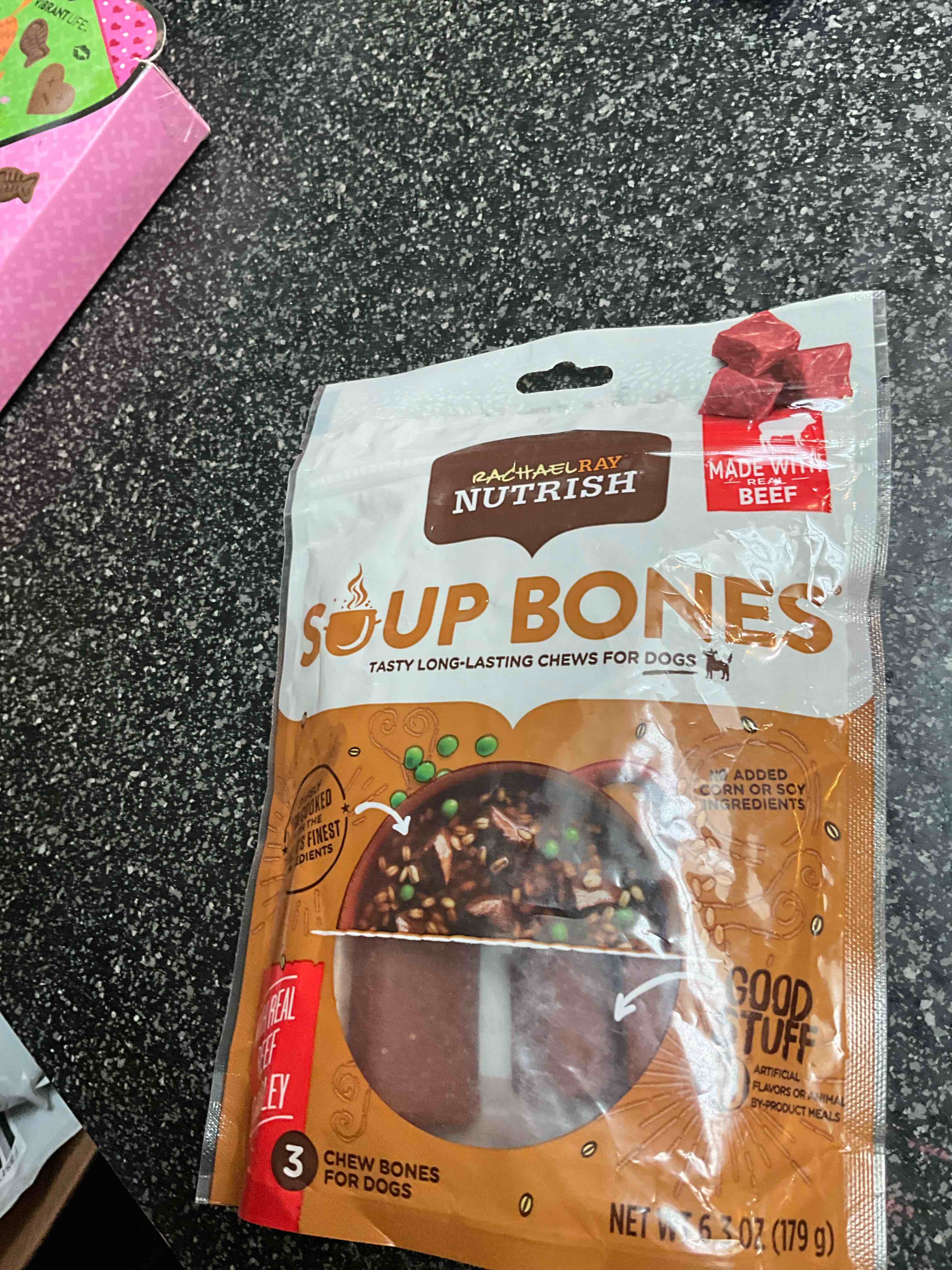 Rachael Ray Nutrish Soup Bones Dog Treats, Beef & Barley Flavor, 3 Bones