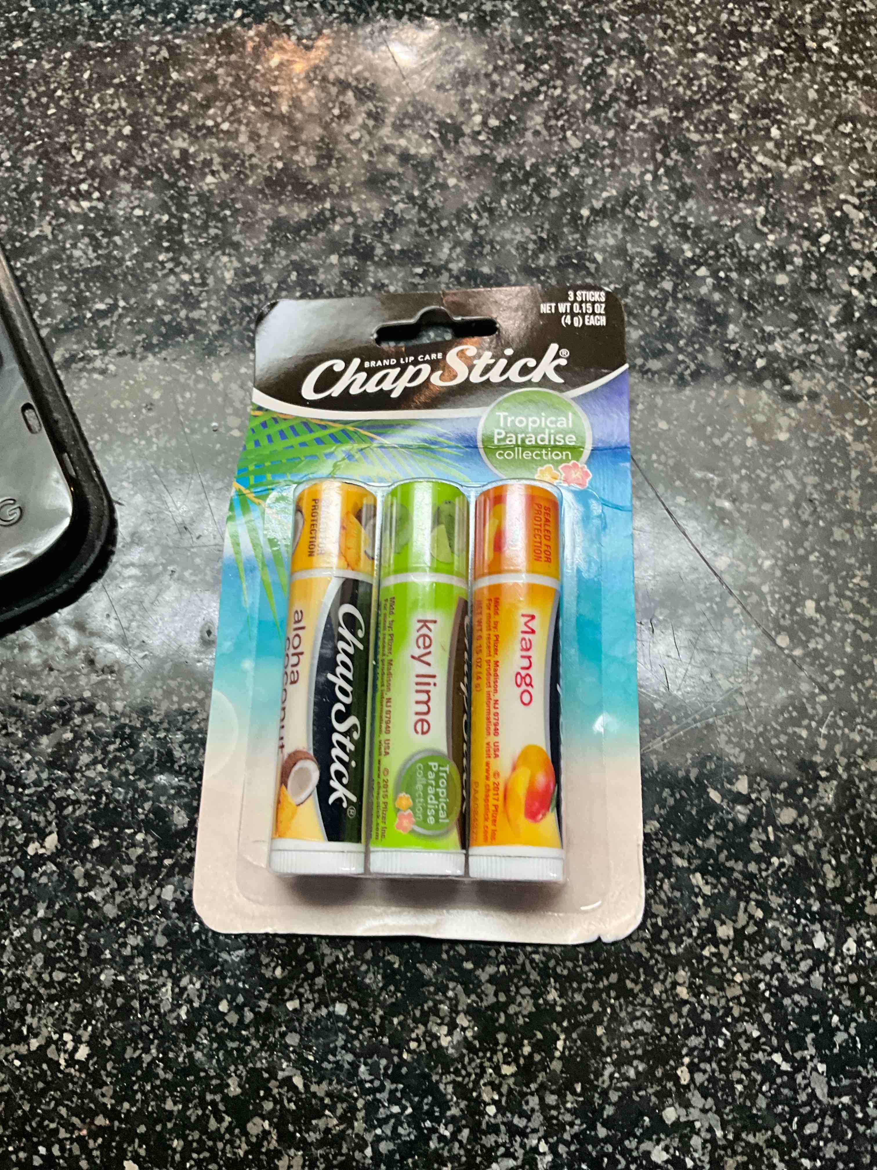 ChapStick Lip Care Set, Tropical Paradise Collection 3-Pack – Mango Sunrise, Key Lime & Aloha Coconut Lip Balm, 0.15 Oz Ea