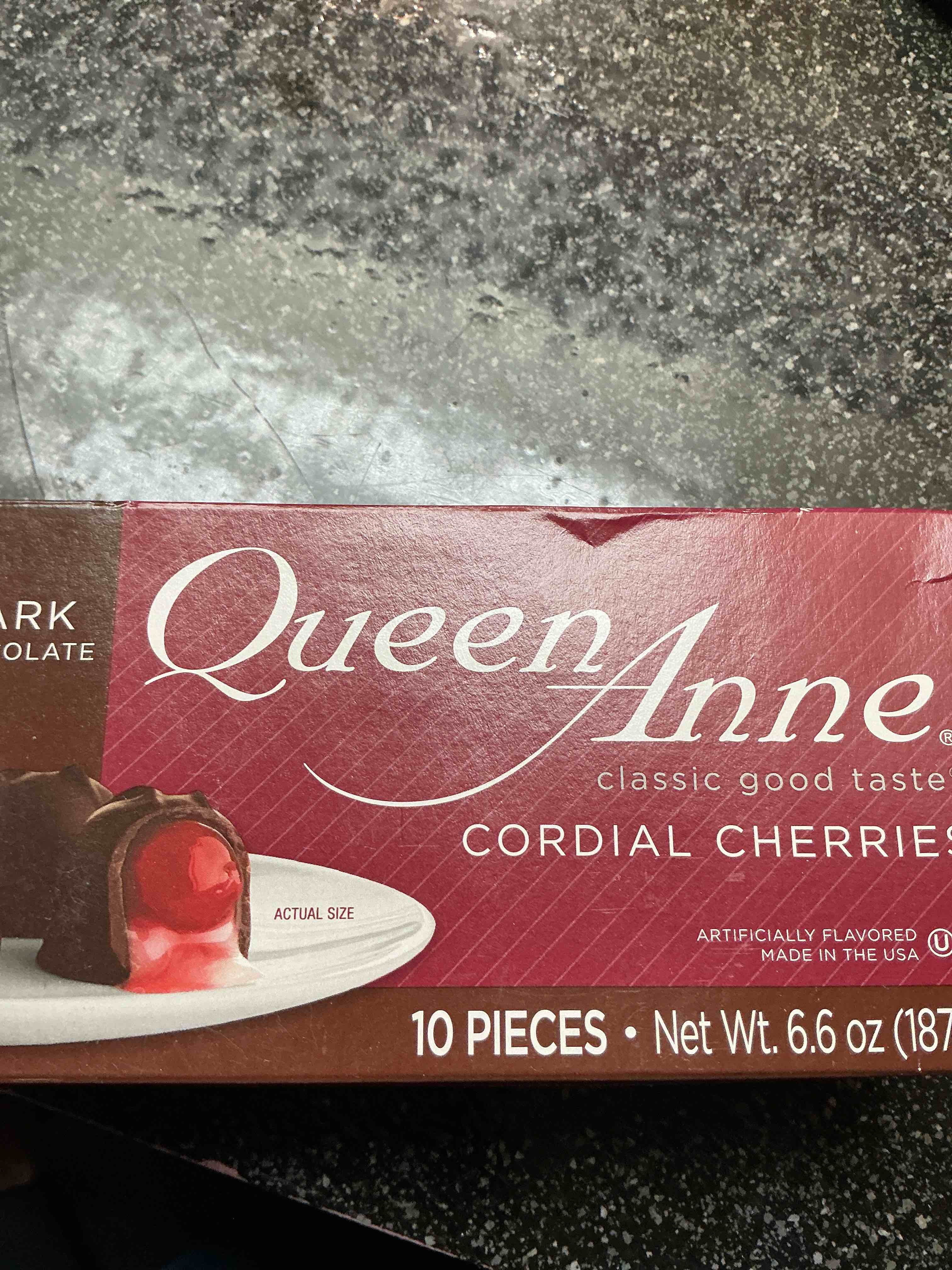 Queen Anne Dark Chocolate Covered Cordial Cherries | 10 Piece Gift Box | Whole  Cherry Creamy Filled Liquid Center |Chocolate Candy