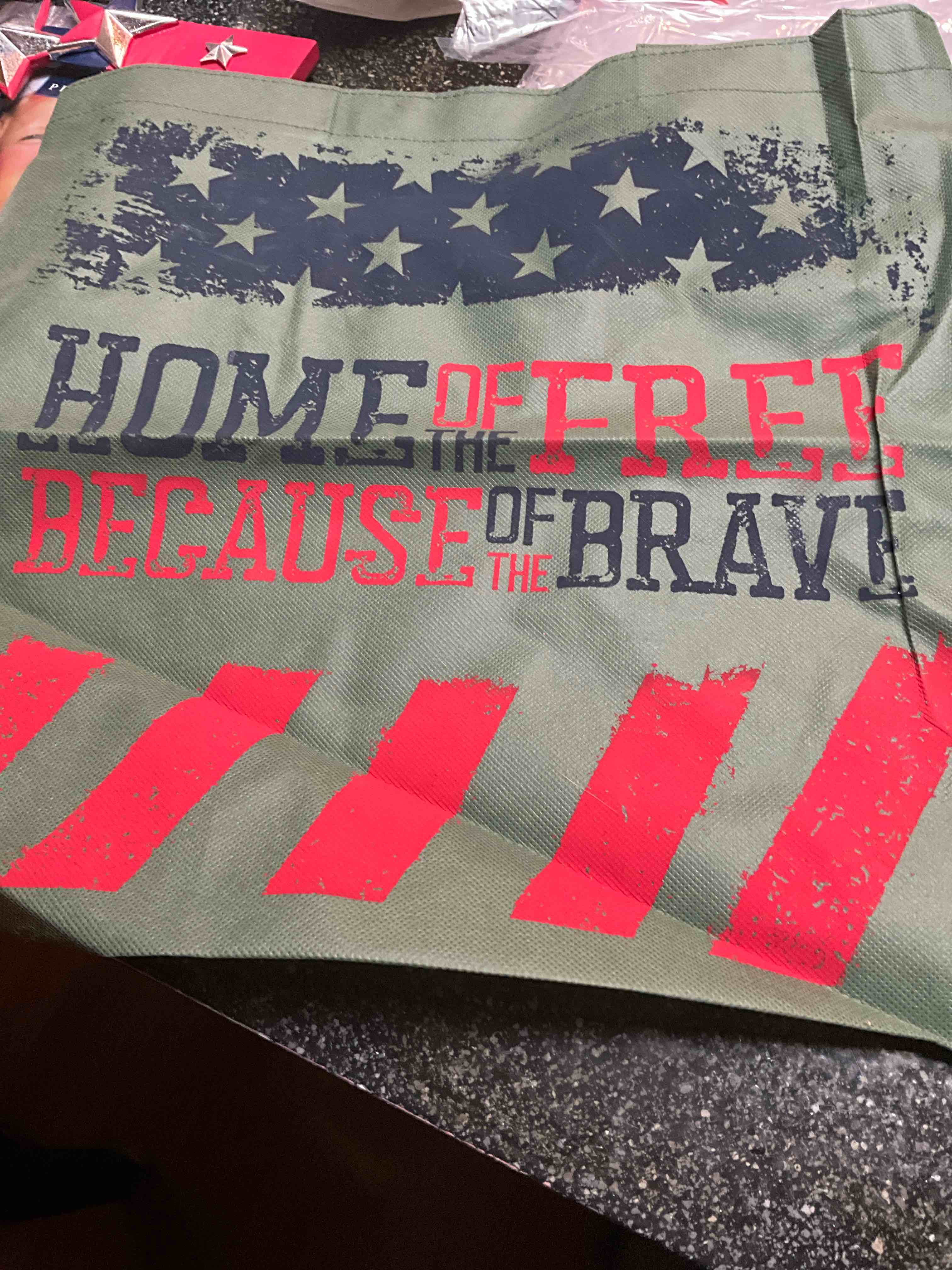 Reusable Grocery Bag - Home of the Free Because of the Brave 