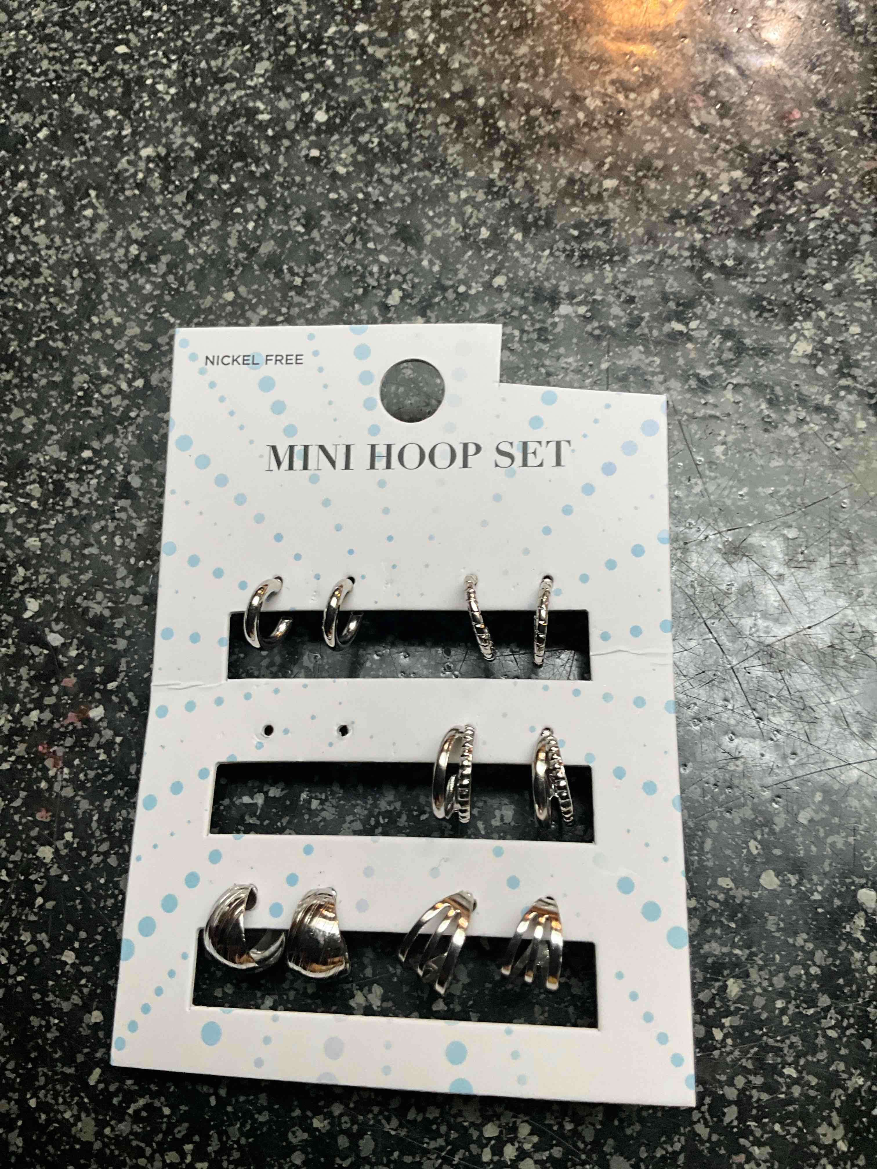 Silver - Mini Hoop Set - Nickel Free - 5 pair 