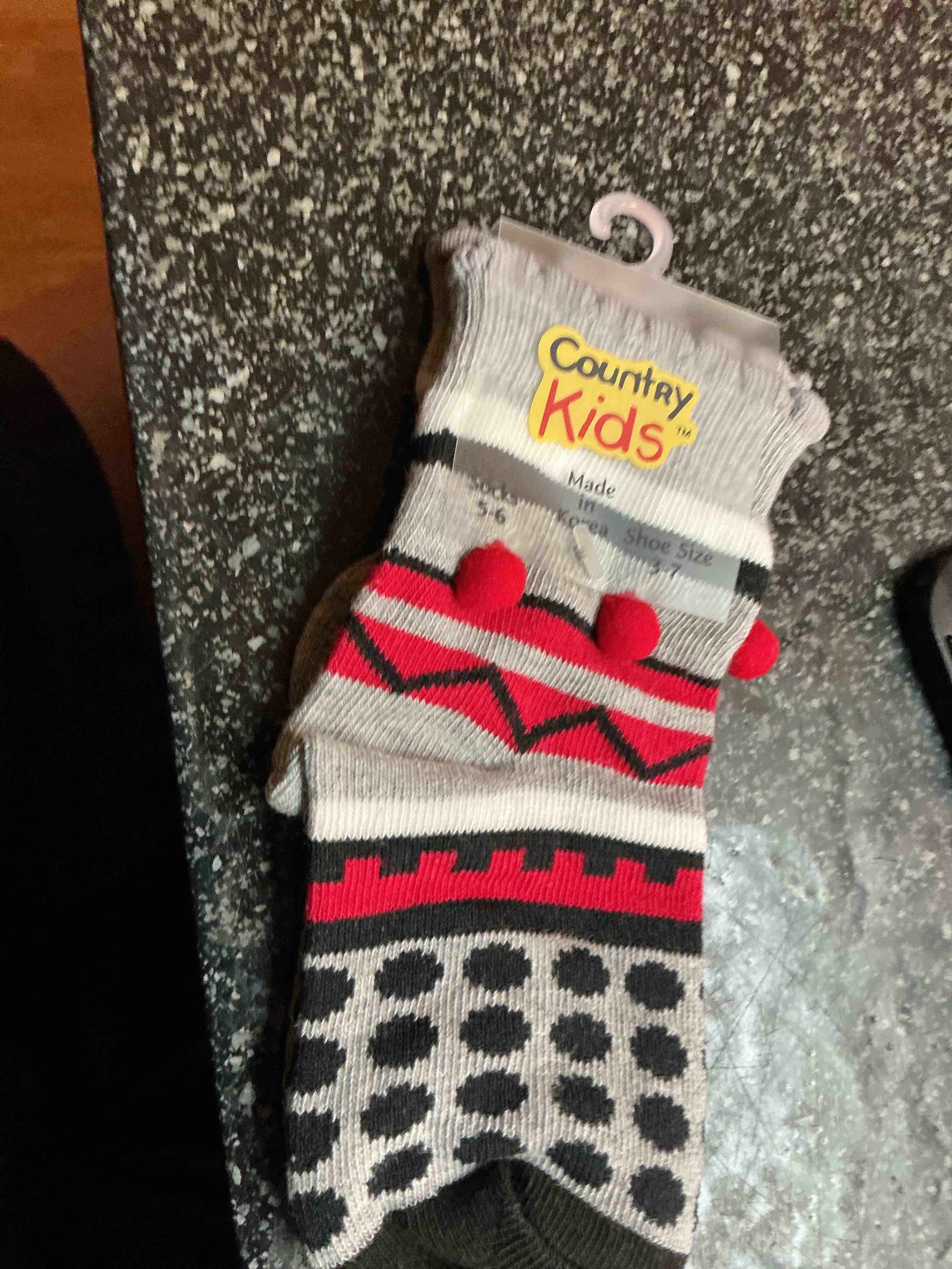 Country Kids -  Grey/Red Stripe Size 5-6 
