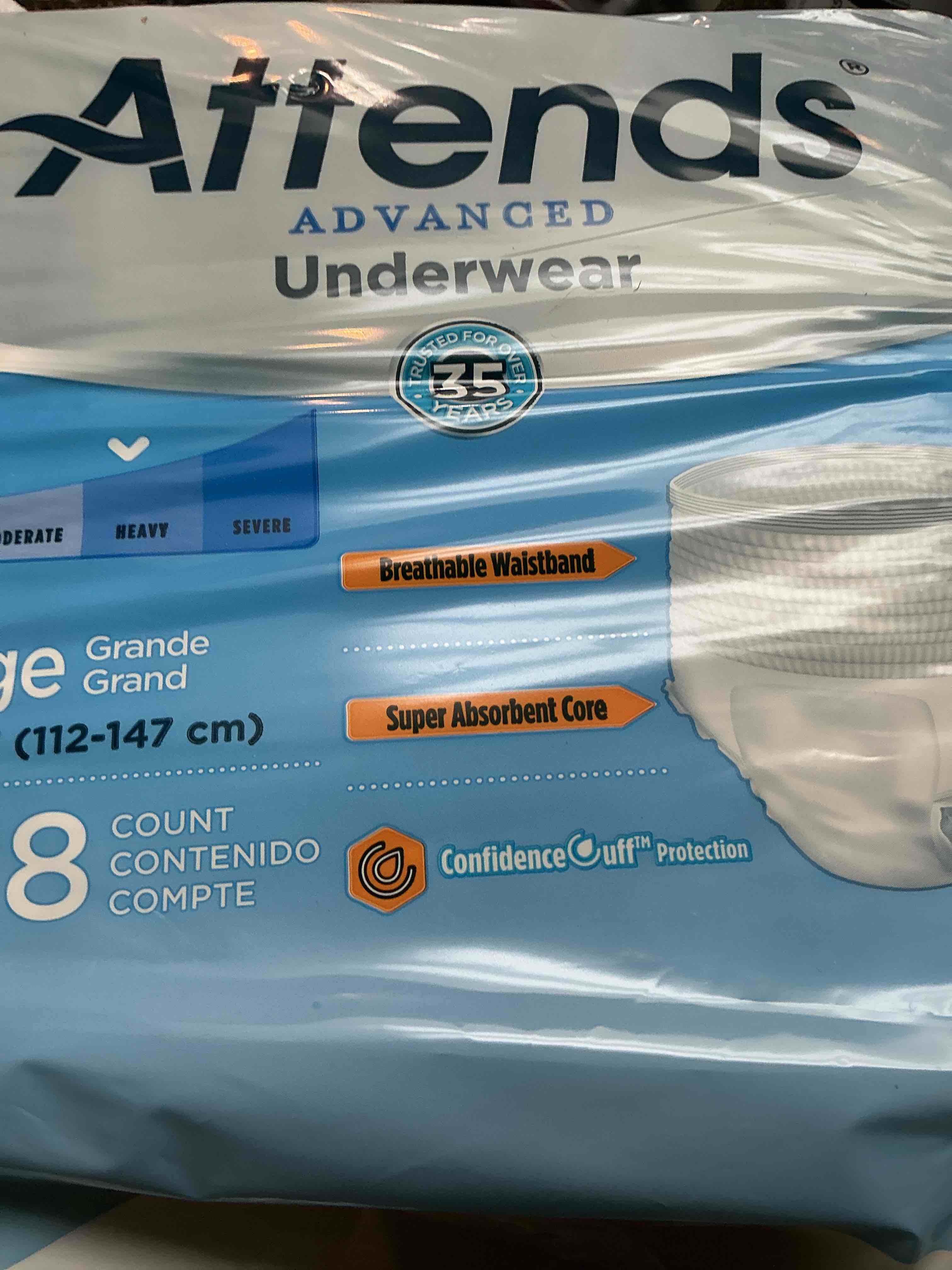 Attends Advance Underwear - size - Large  - 18 count 