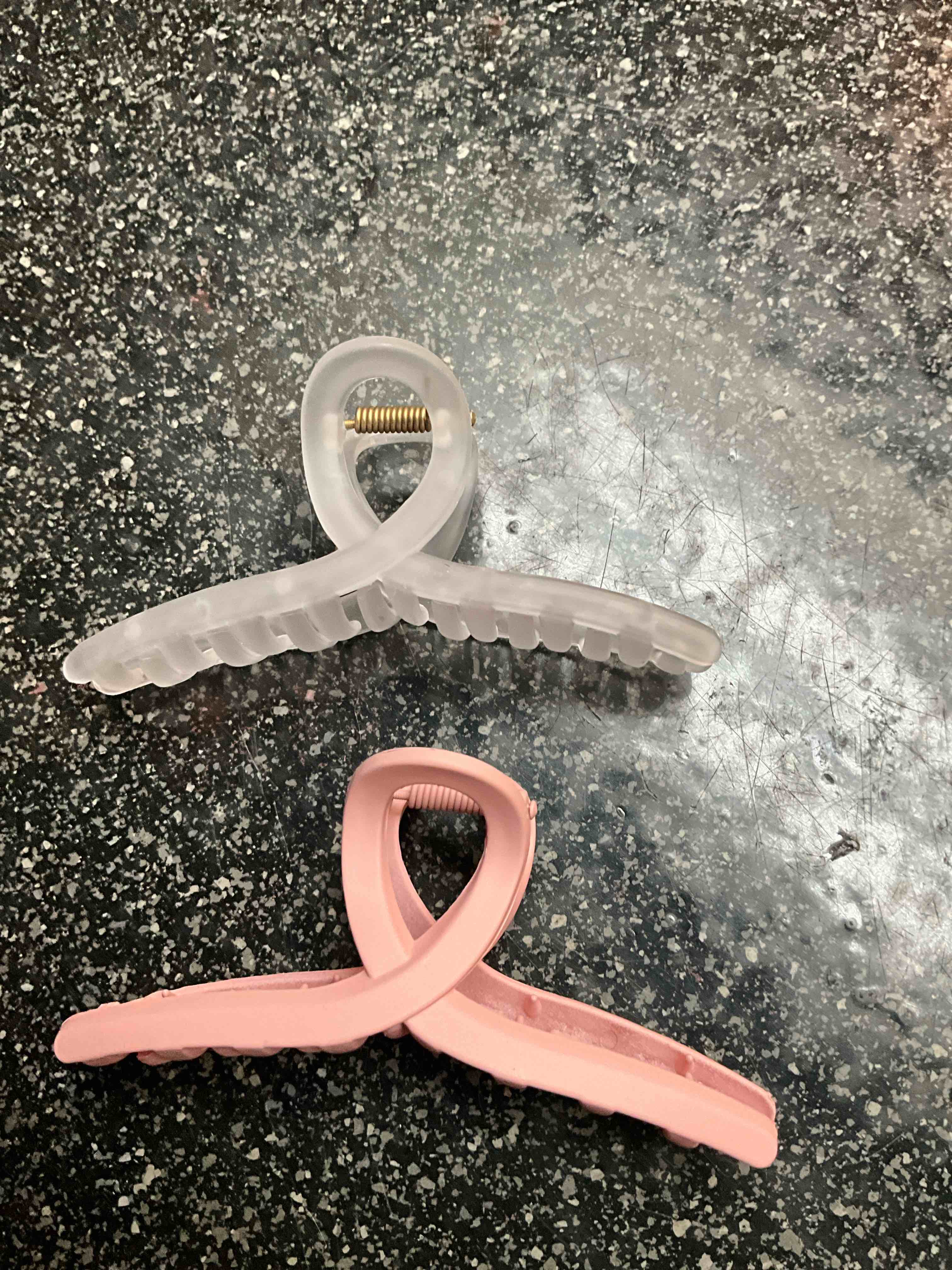 Large Hair Clips - peach/white