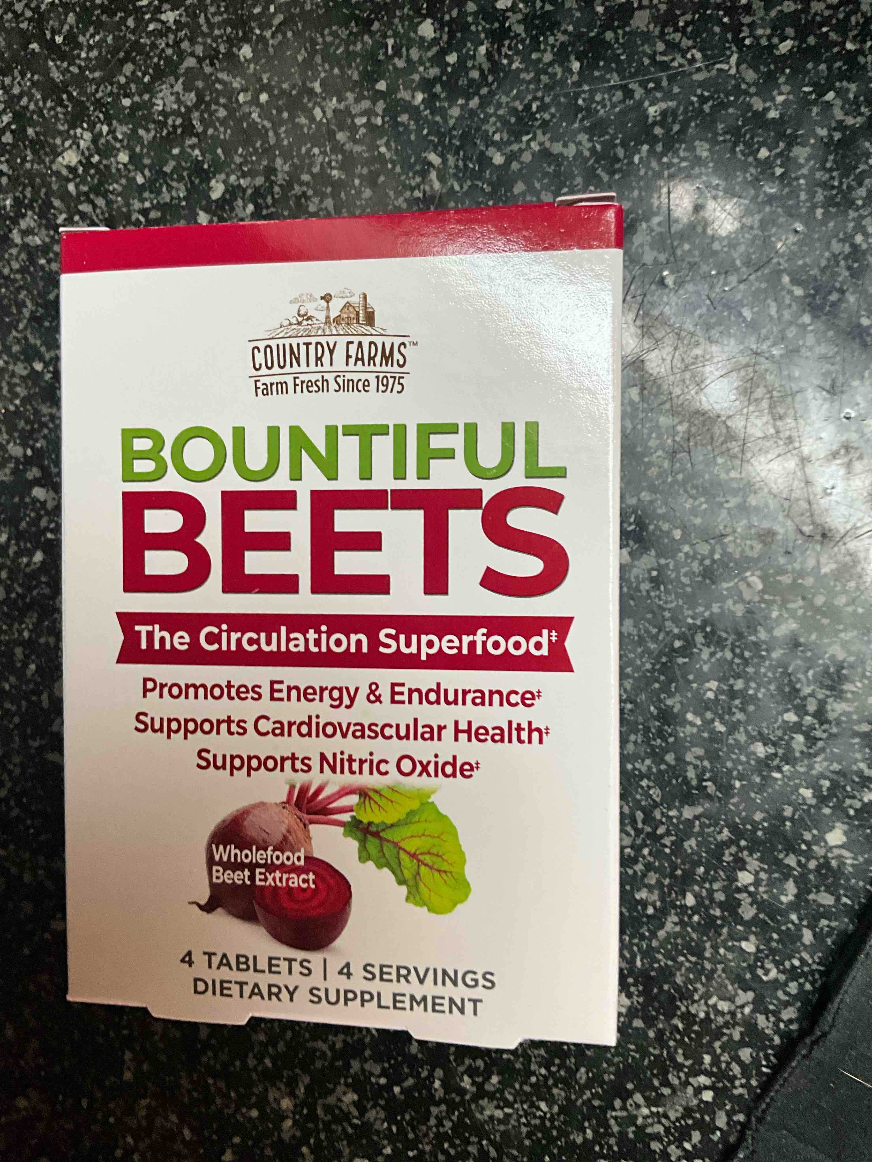 Country Farms - Bountiful Beets - The Circulation SuperFood - 4 tablets/4 servings 
