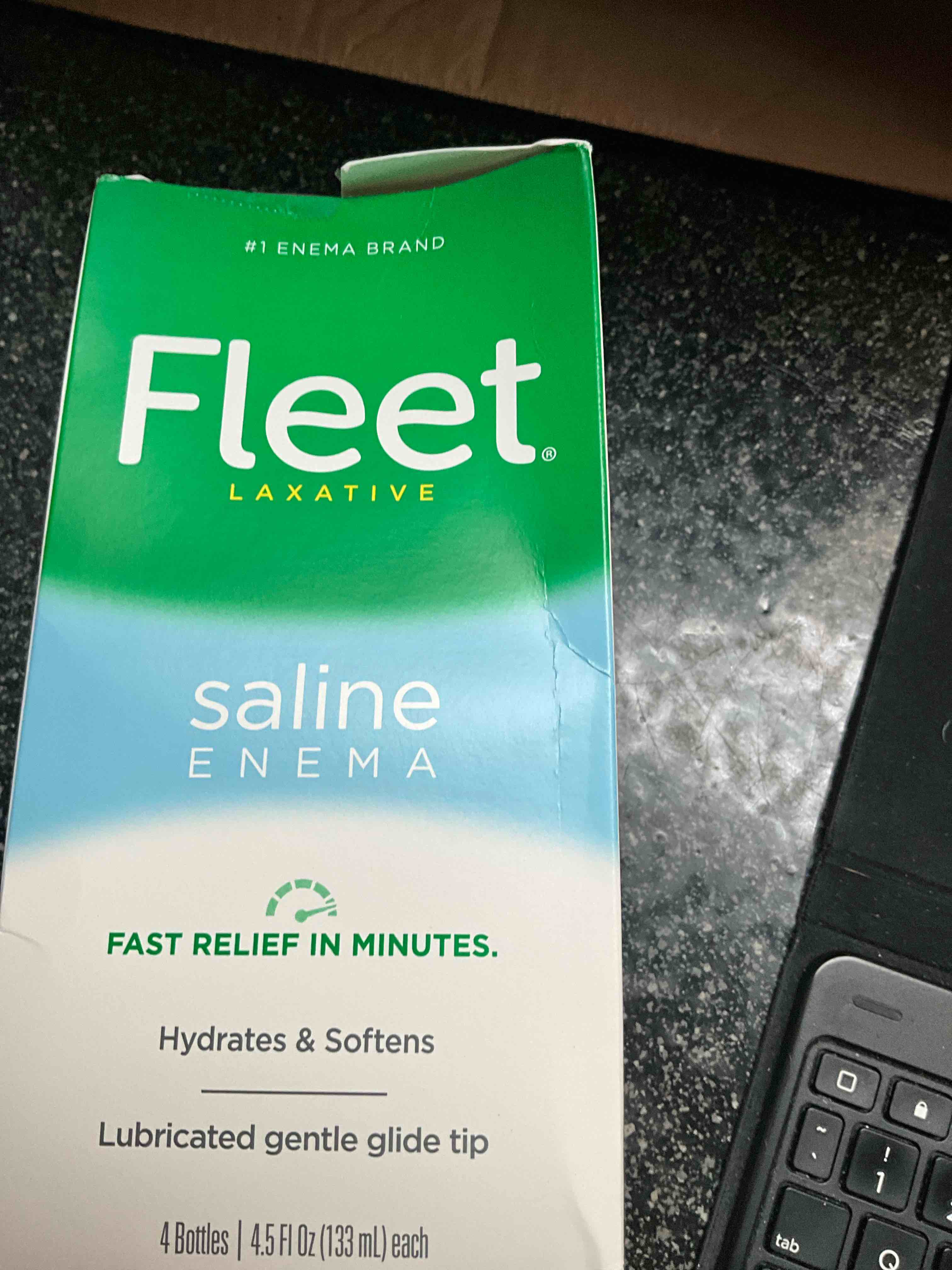 Fleet Laxative Saline Enema for Adult Constipation, 4.5 fl oz, 4 Bottles
