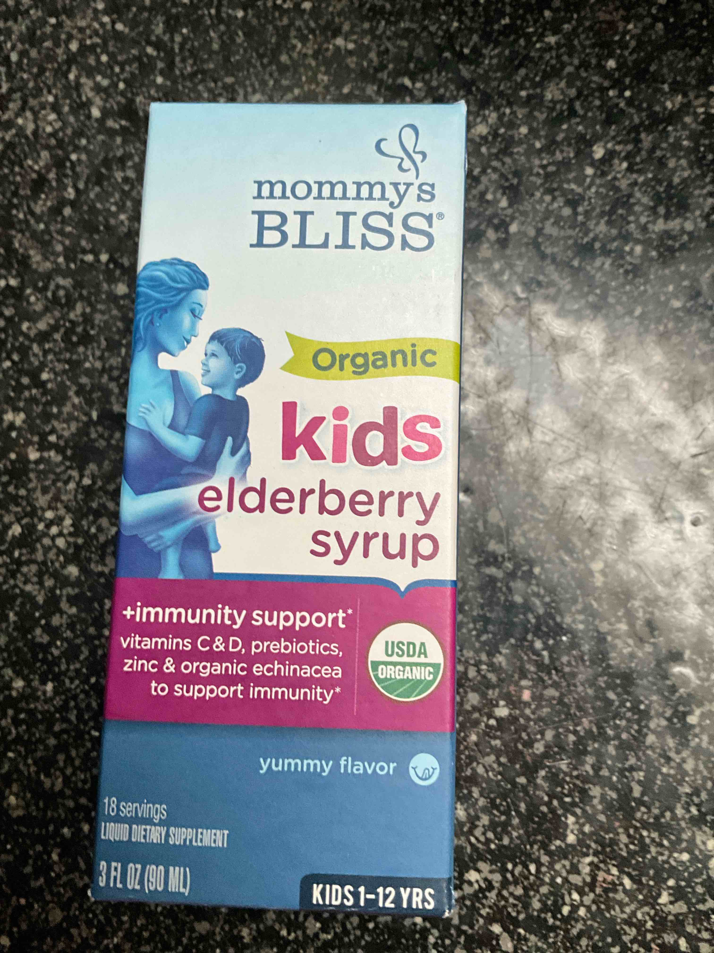 Mommy's Bliss Organic Elderberry Syrup & Immunity Boost With Vitamins, Prebiotics & Echinacea for Kids & Adults 1 yr+, 3 Fl Oz