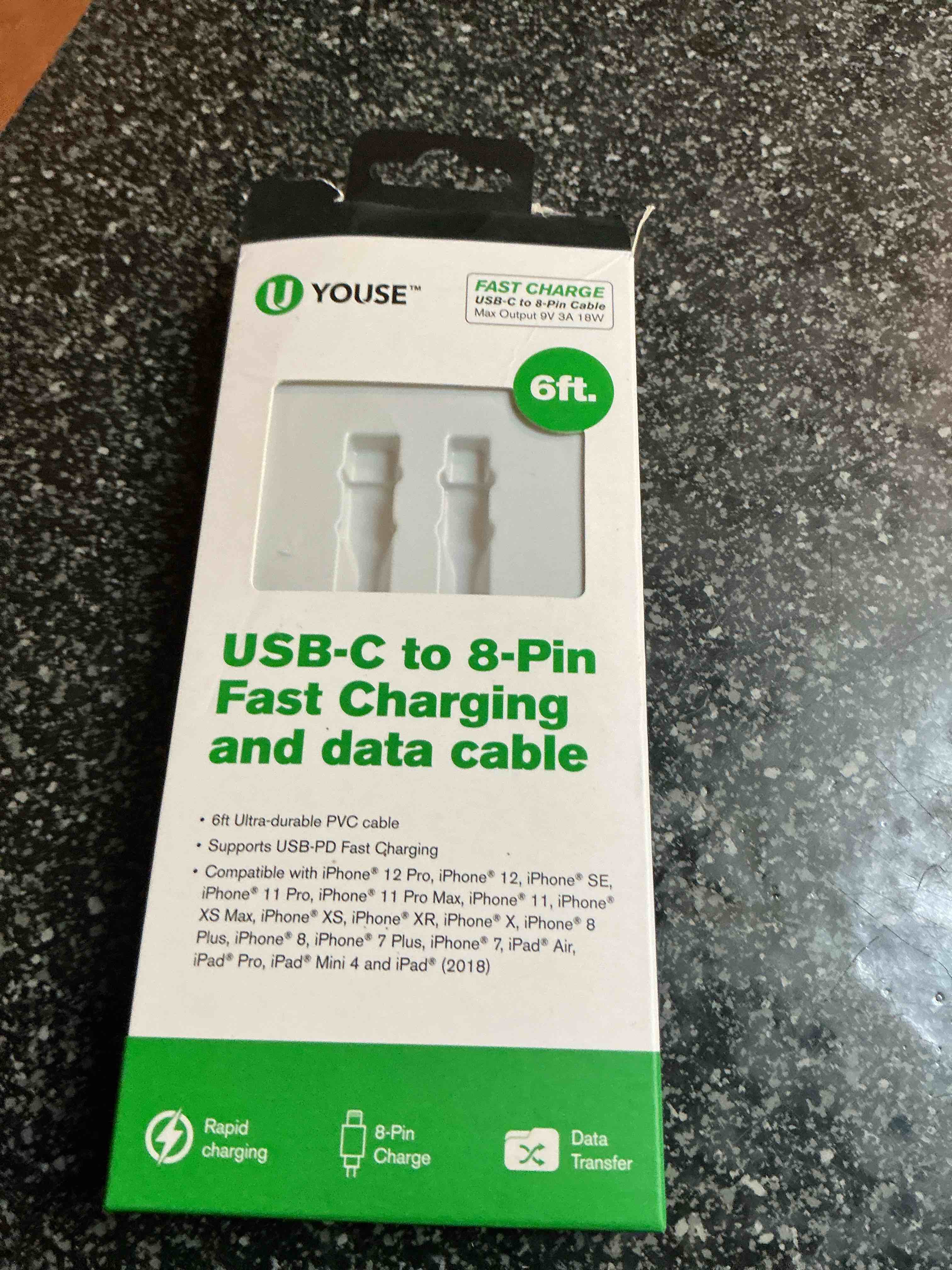 Youse  6  Ft. USB-C To 8 Pin Fast Charging And Data Cable 