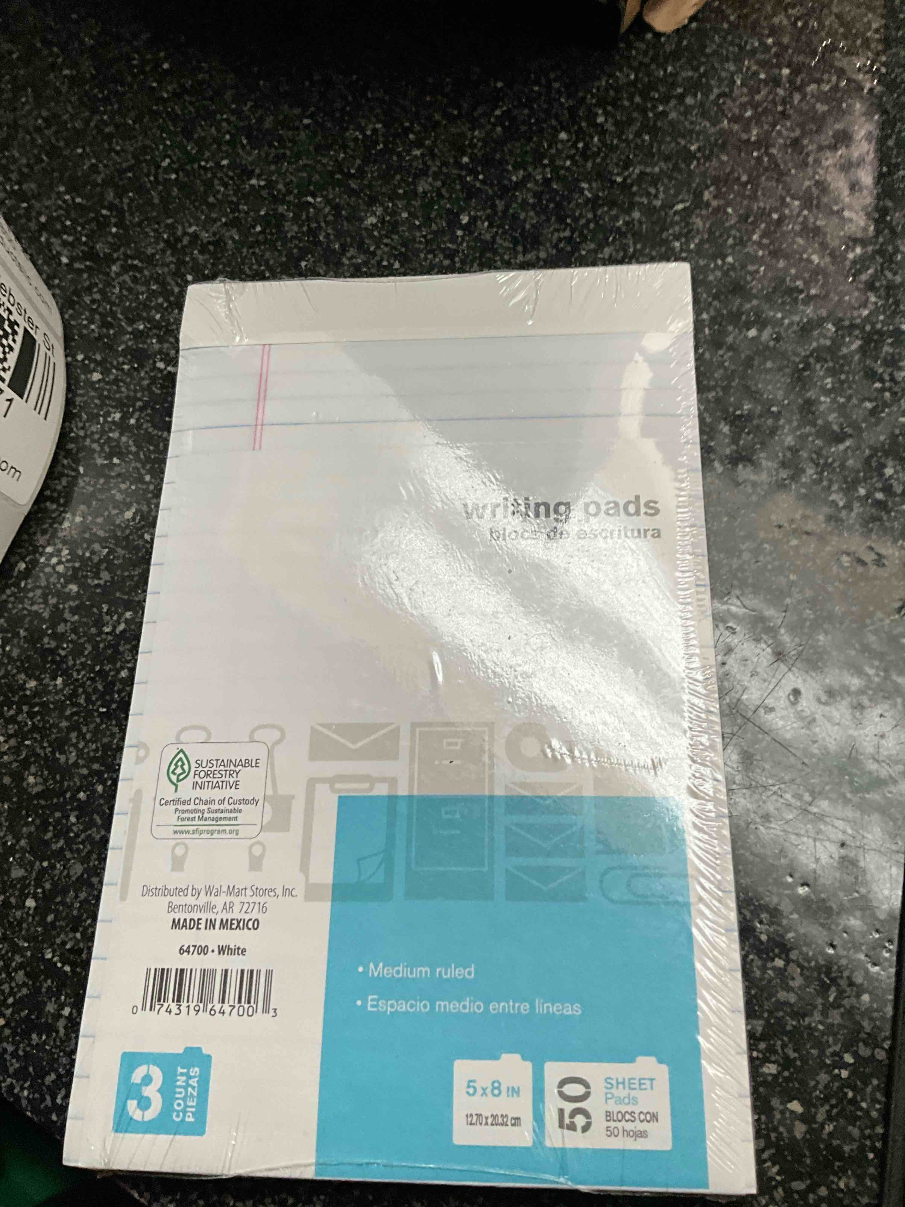 Writing Pads - 5 x 8 - 50 Sheets each - pack of 3 