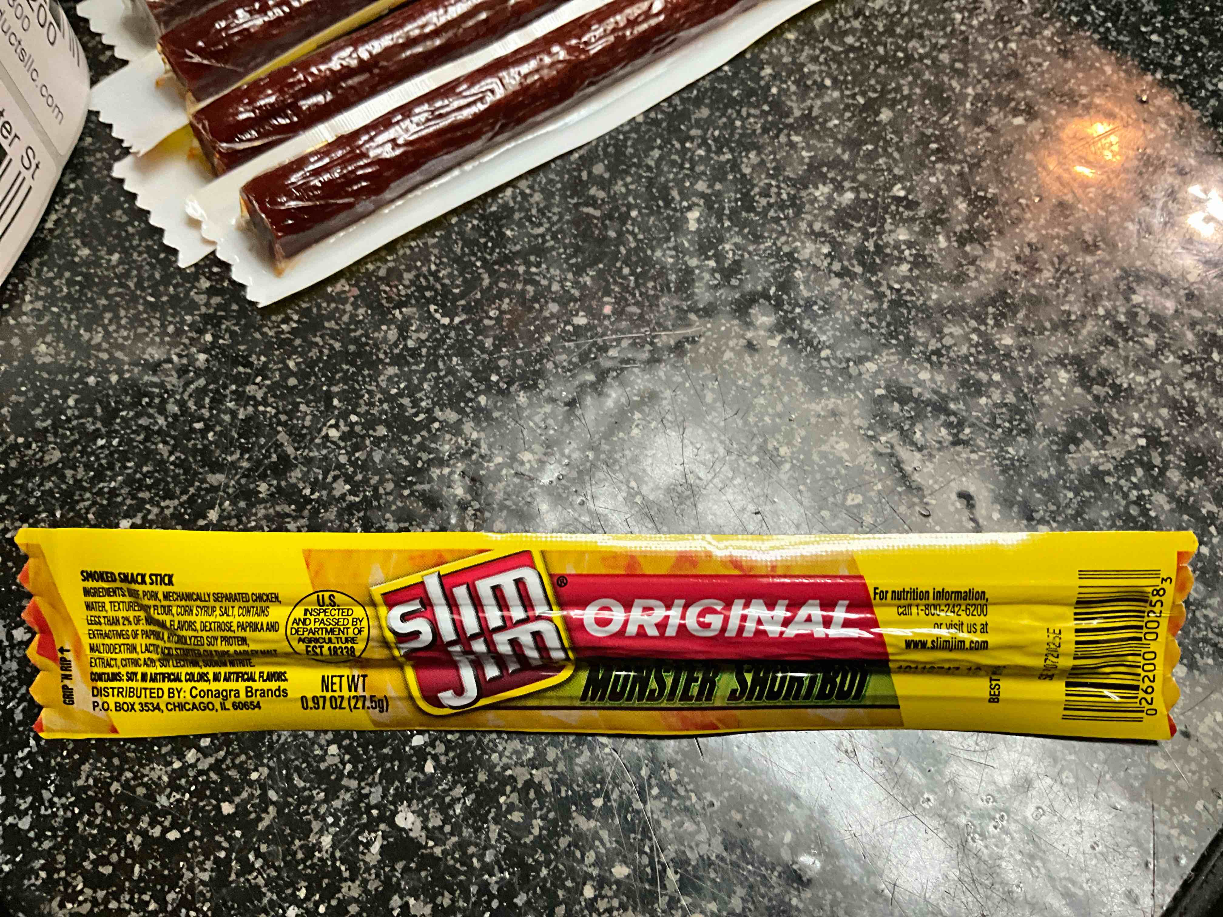 Slim Jim Monster Shortboi Meat Stick, Original Flavor, Keto Friendly Snack, .97 oz