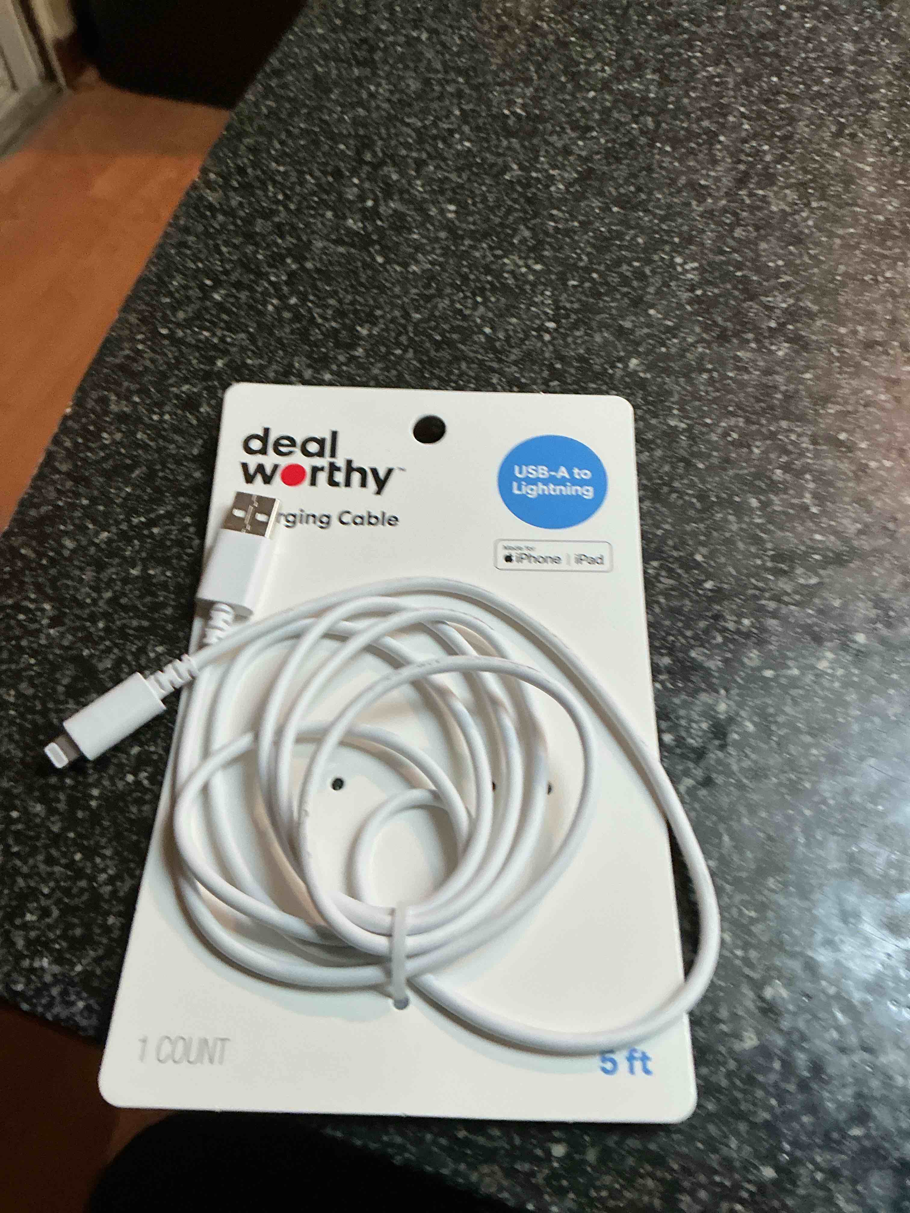 Deal Worthy USB  & A To Lighting  For iPhone iPad 5 Ft. Cable 