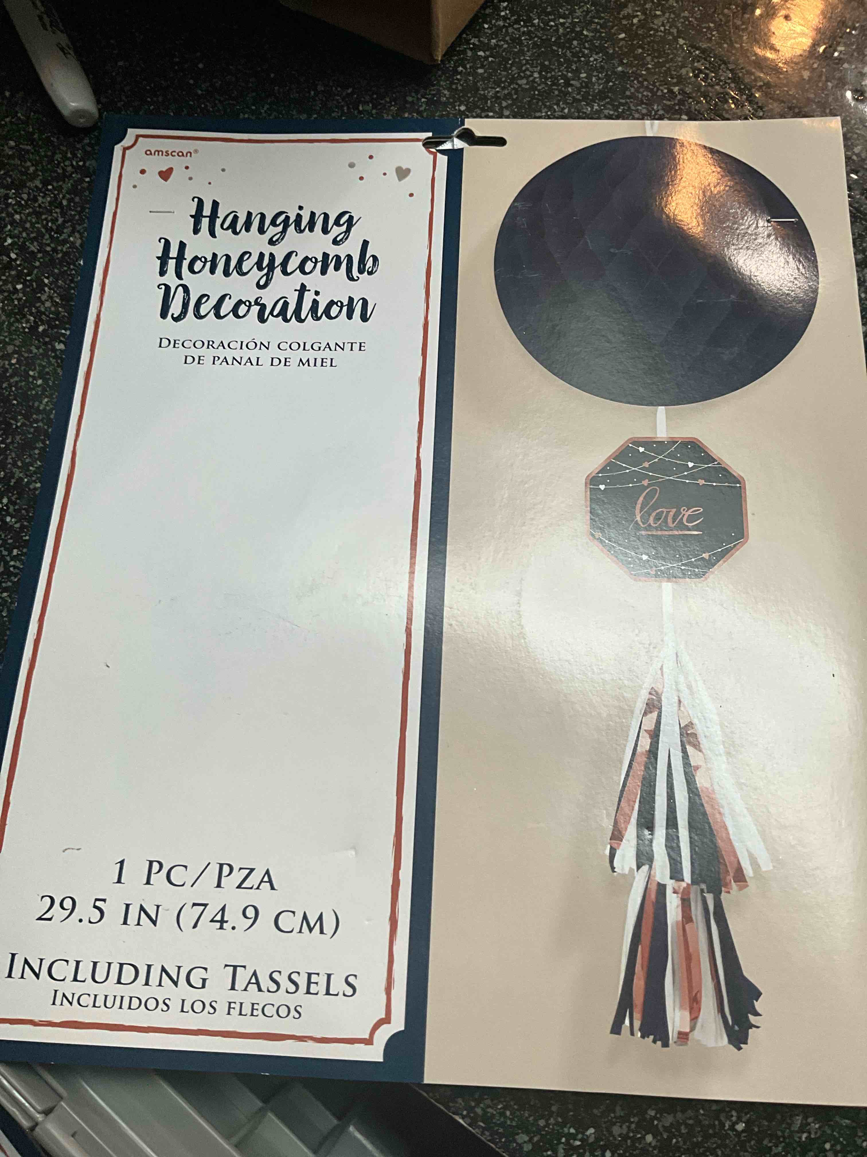 Elegant Navy Honeycomb Decoration - 29.5" w/Tassel (1 Pack) - Stunning Foil & Tissue Paper Cutout -Perfect for Nautical Events
