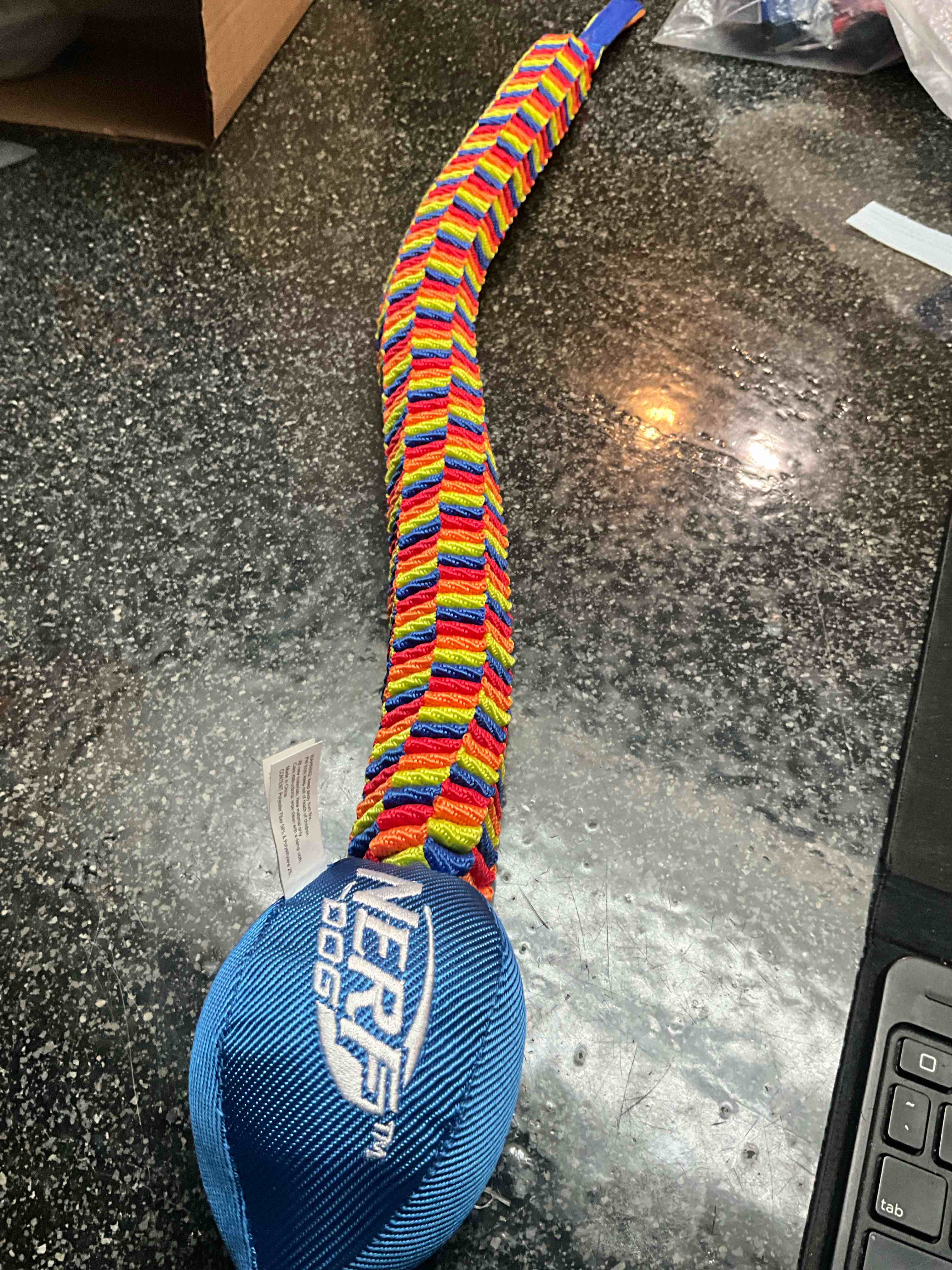 Nerf Dog Rainbow Vortex Chain Tug Dog Toy, Lightweight, Durable and Water Resistant, 19 Inches, For Medium/Large Breeds, Single Unit, Rainbow Colored