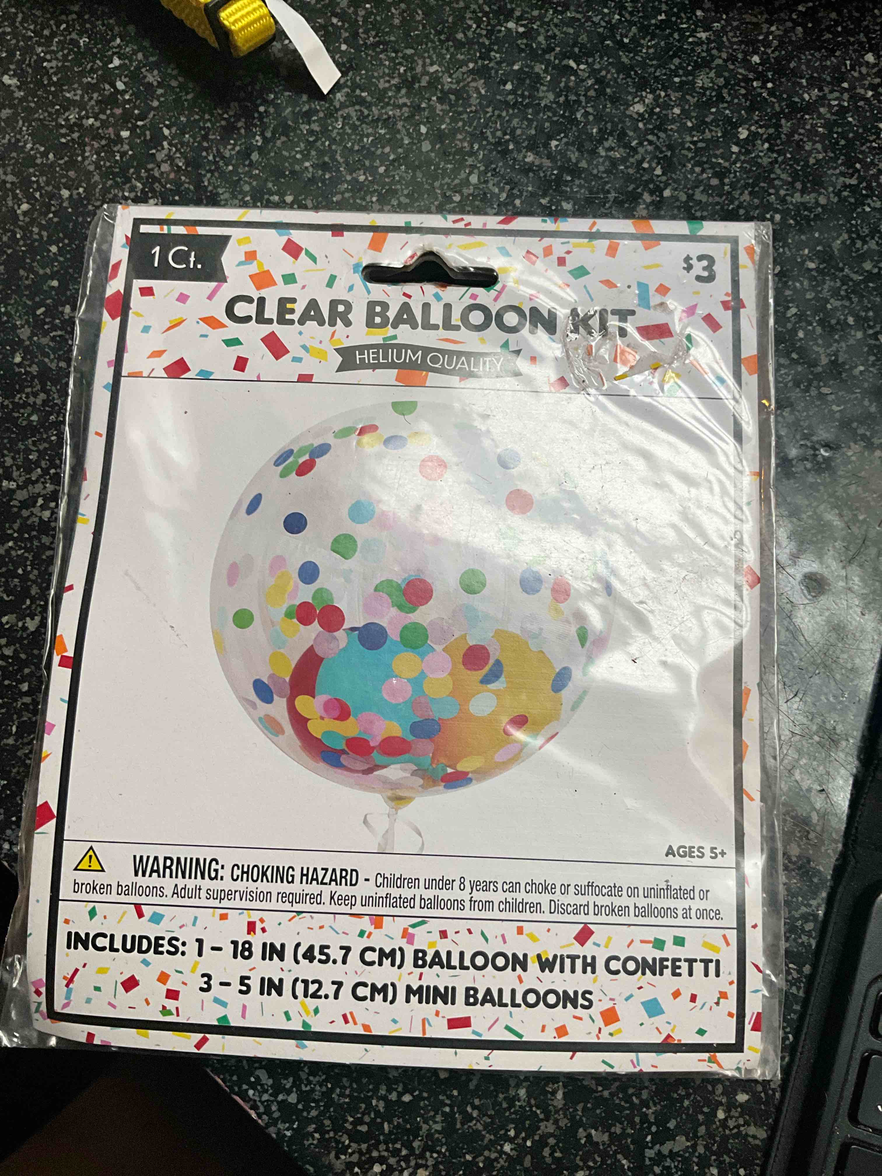 Clear Balloon Kit - (includes 18 in balloon with confetti - 3/5in mini balloons