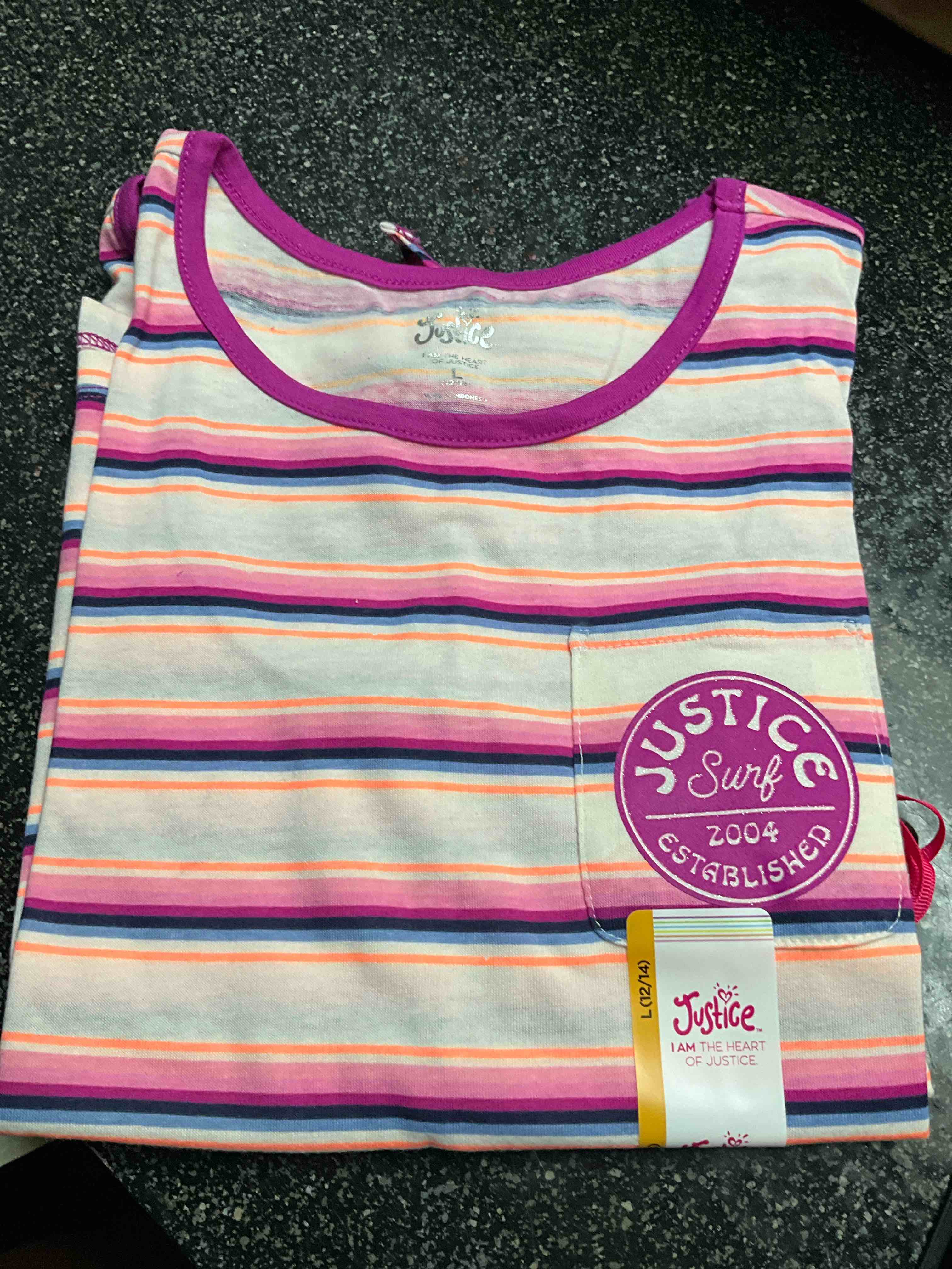 Back To School - Justice Multi Colored - Short Sleeve - Tie Front - Shirt - Size 12/14 