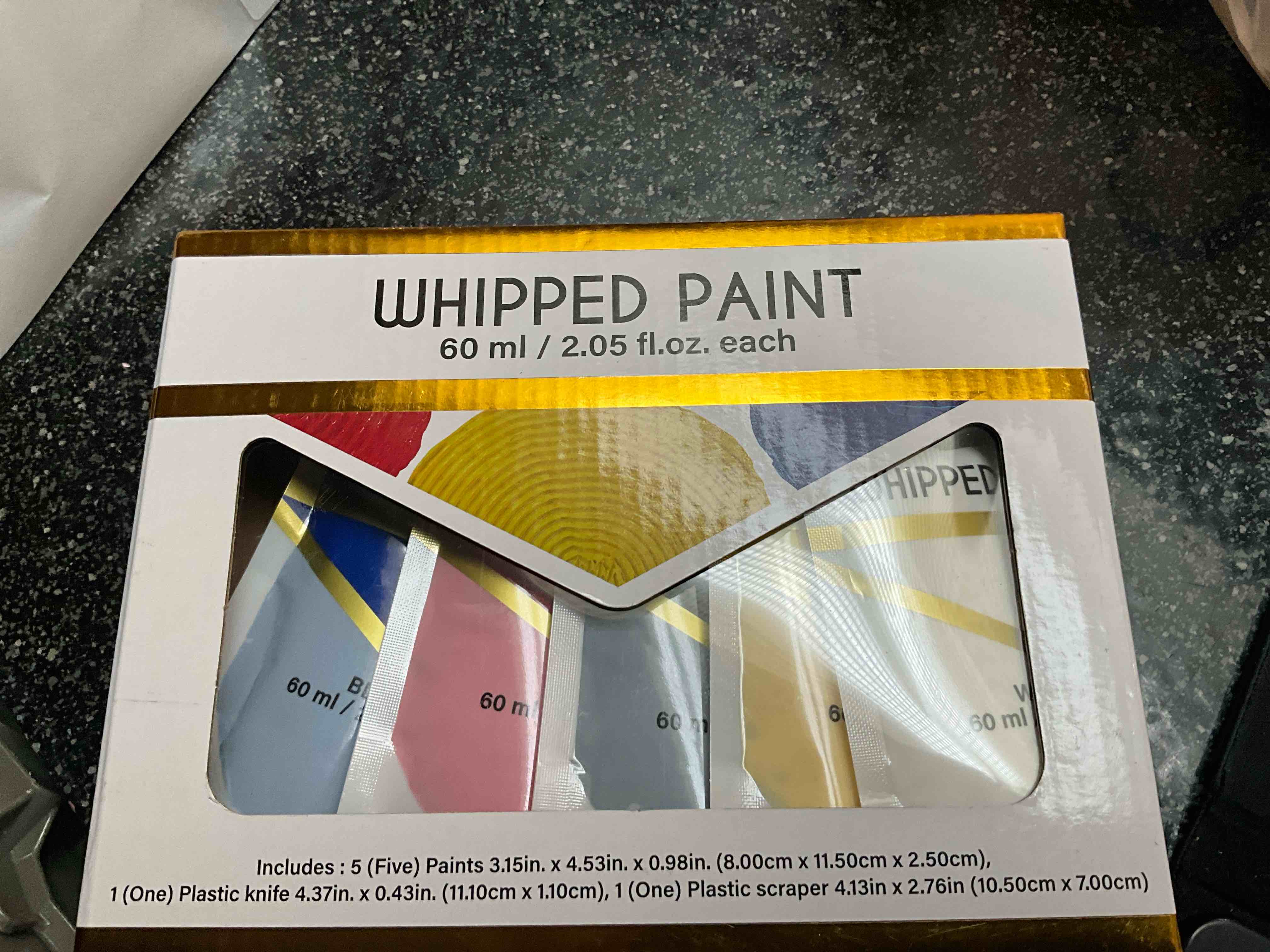Whipped Paint - includes 5 paints - plastic knife - plastic scraper 