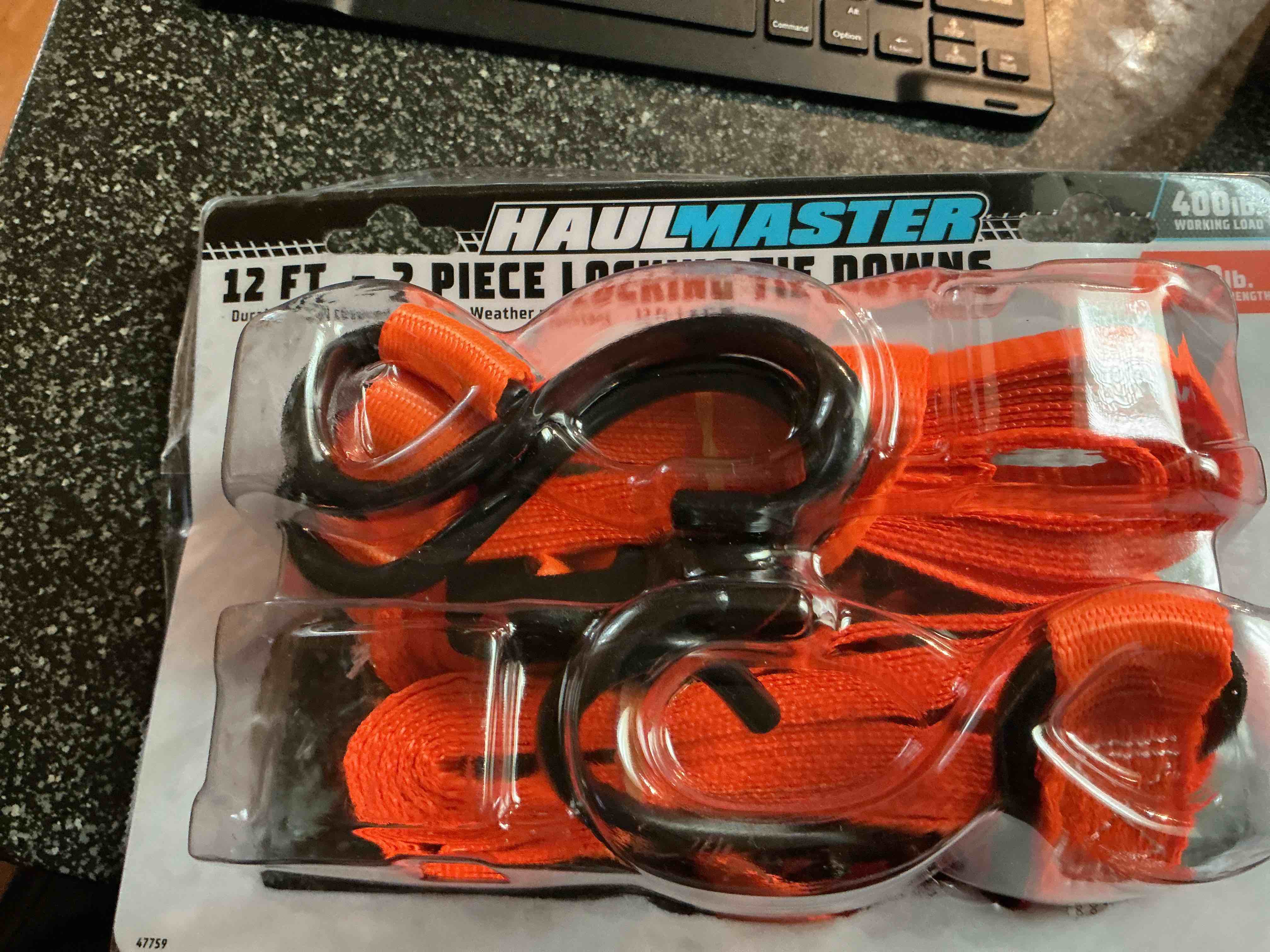Haul Master Tie Down Straps 400 Lbs. Working Load 1200 Lbs Breaking Strength 