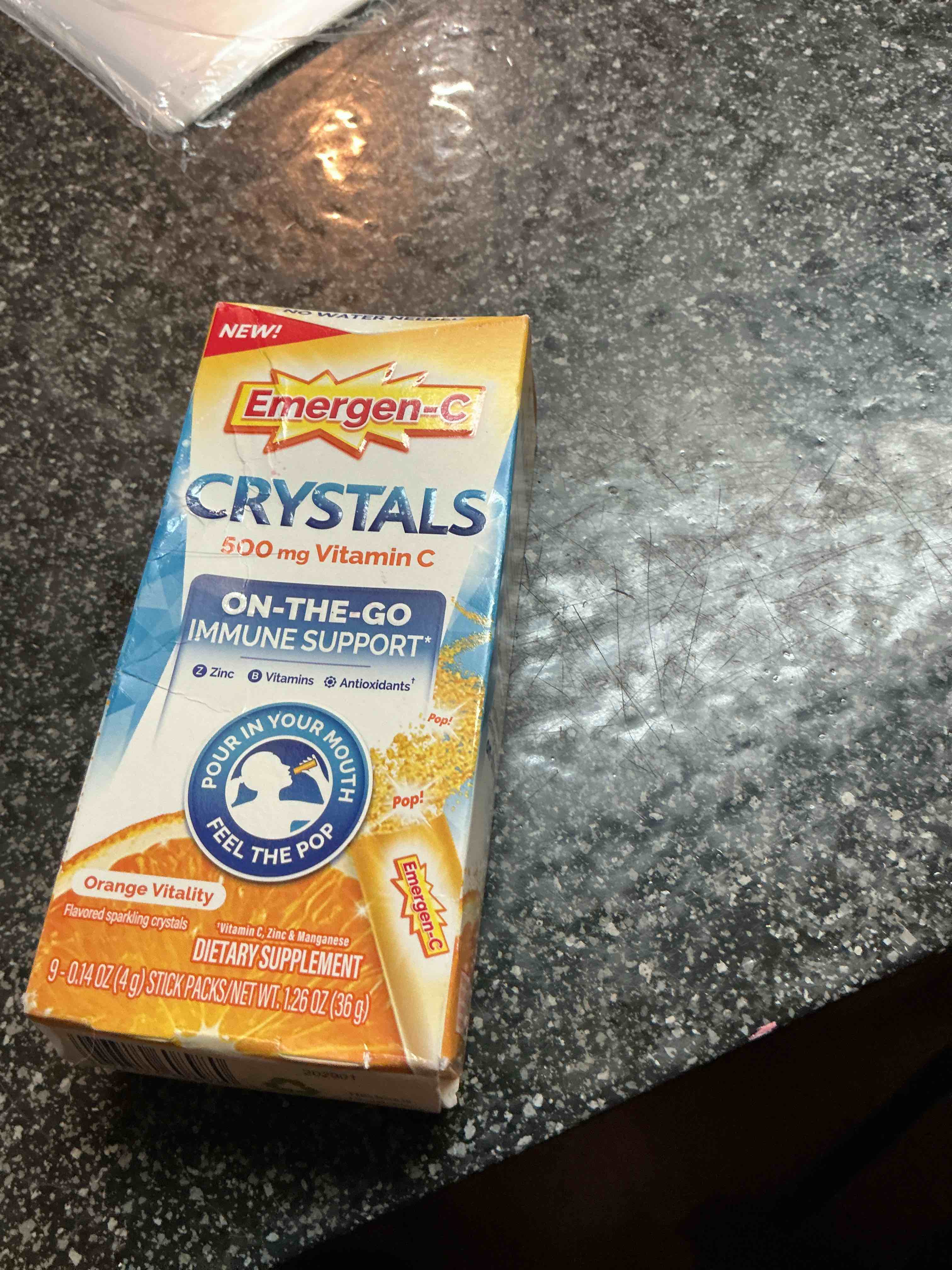 Emergen-C Crystals 500 Mg. Vitamin C  9-.14 oz packs