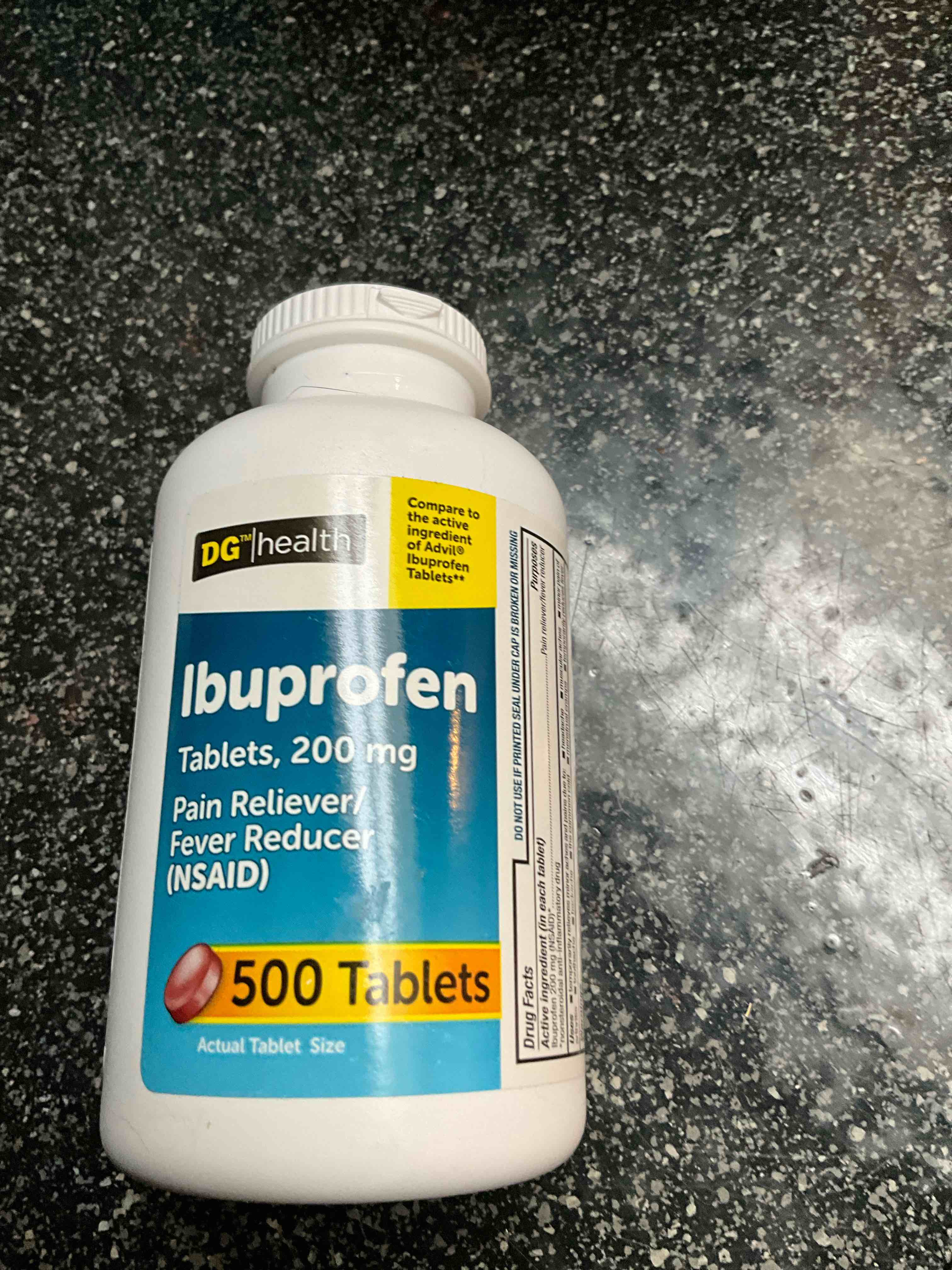 DG - Ibuprofen - Tablets - 200mg - Pain Reliever - Fever Reducer (nsaid) - 500 Tablets 