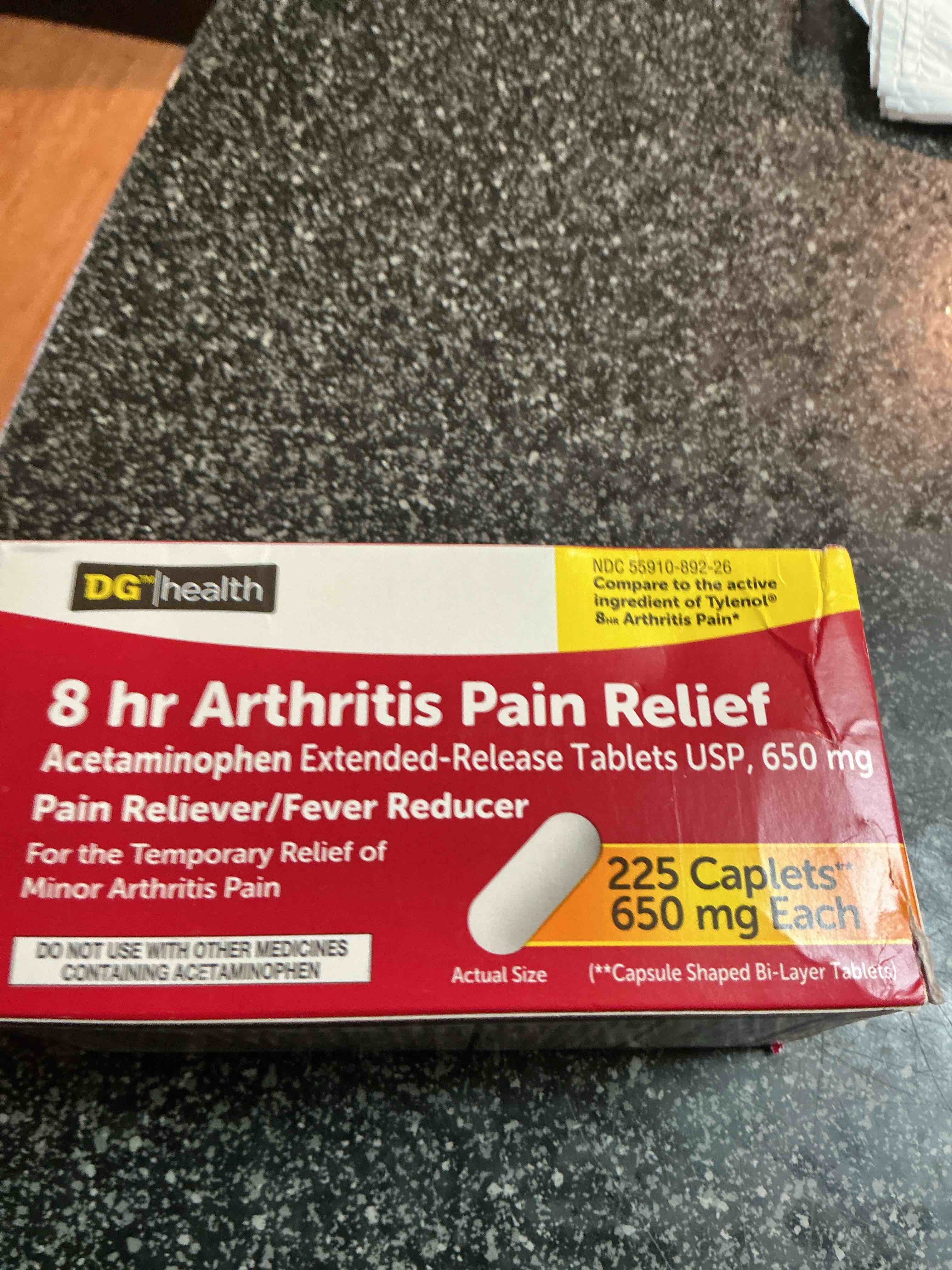 DG 8 Hr. Arthritis Pain RElief 225 caplets 