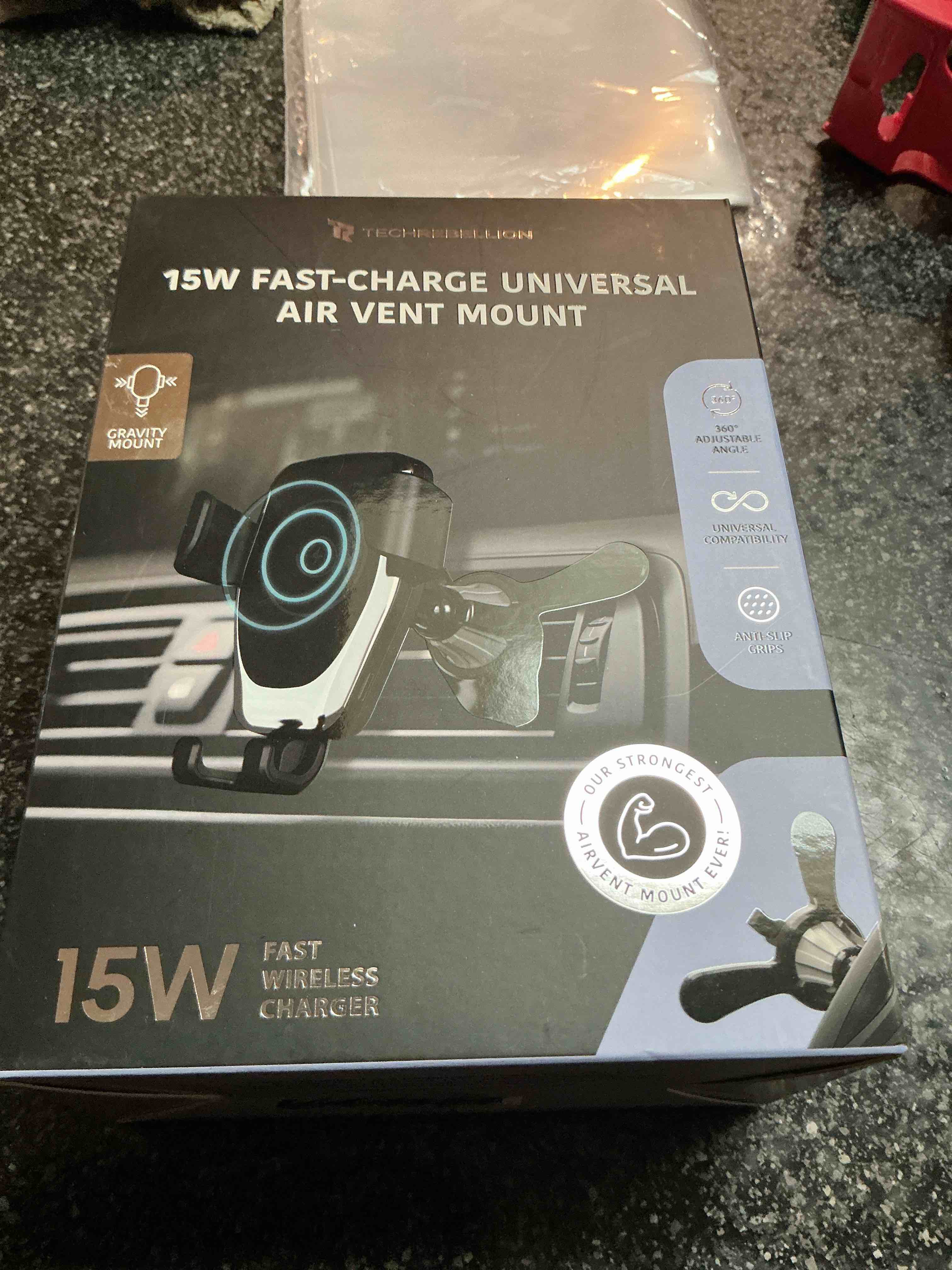 Techrebellion 15 W. Fast-Charge Wireless Charging   Universal Air Vent Mount 