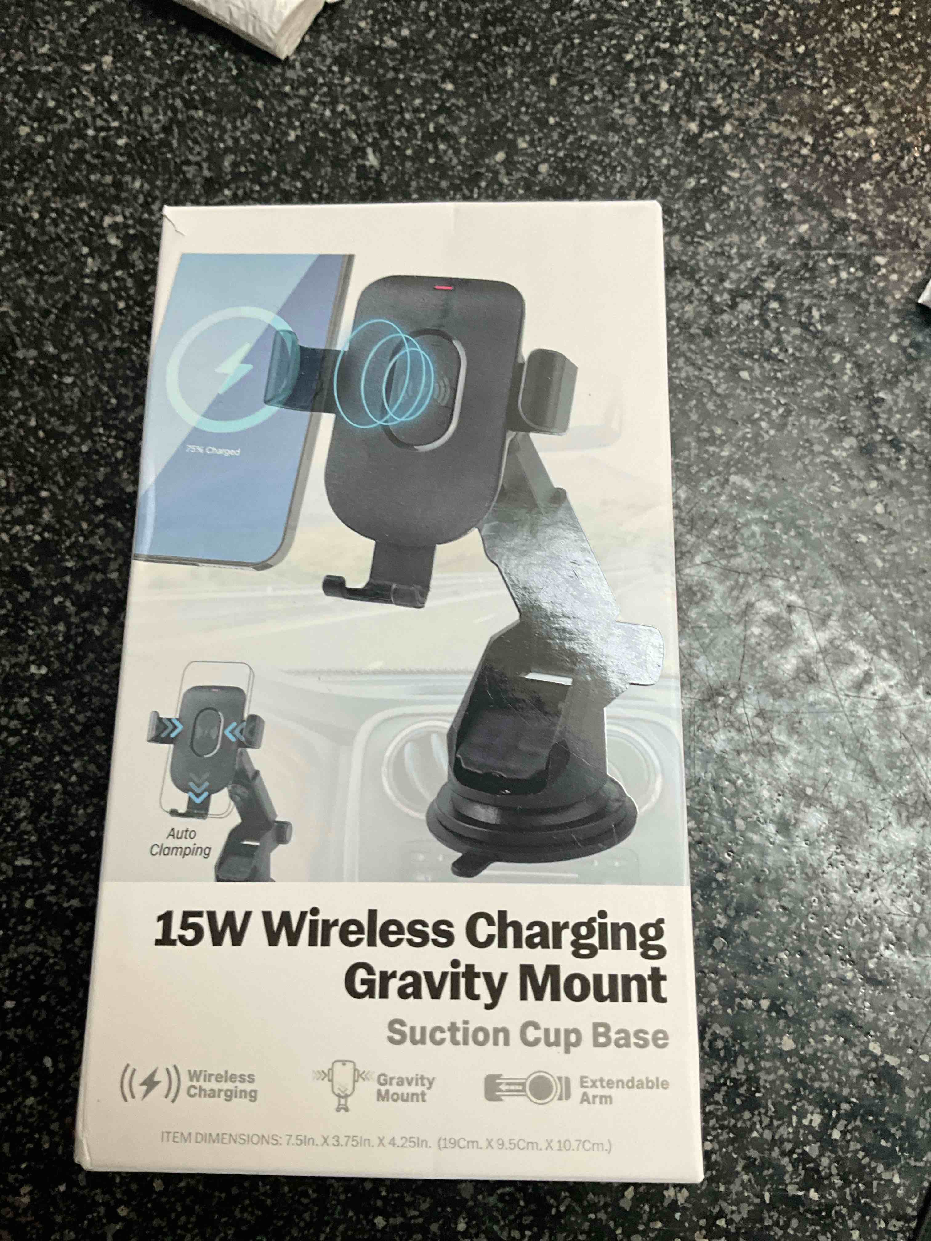 15W Wireless Charging Gravity Mount - suction cup base 