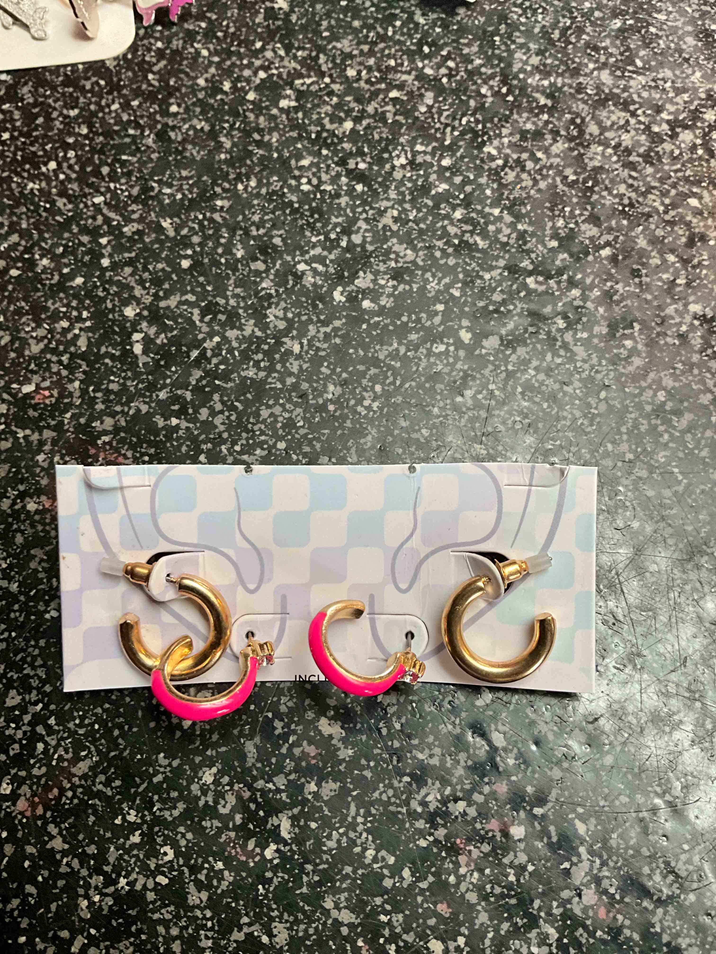 Gold & Pink Earring Set - 2 pair Hoops - Nickel free 