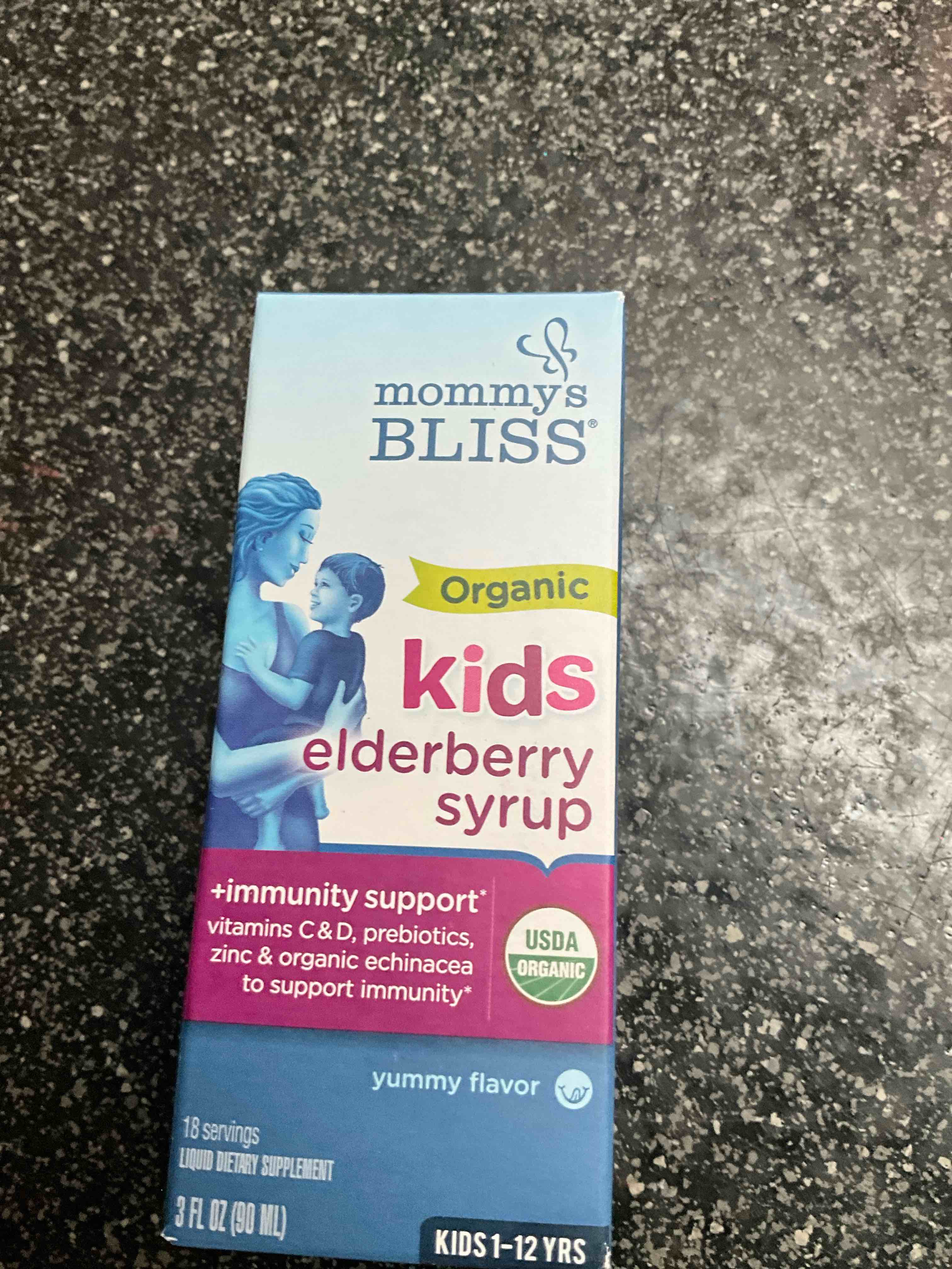 Mommy's Bliss Organic Elderberry Syrup & Immunity Boost With Vitamins, Prebiotics & Echinacea for Kids & Adults 1 yr+, 3 Fl Oz