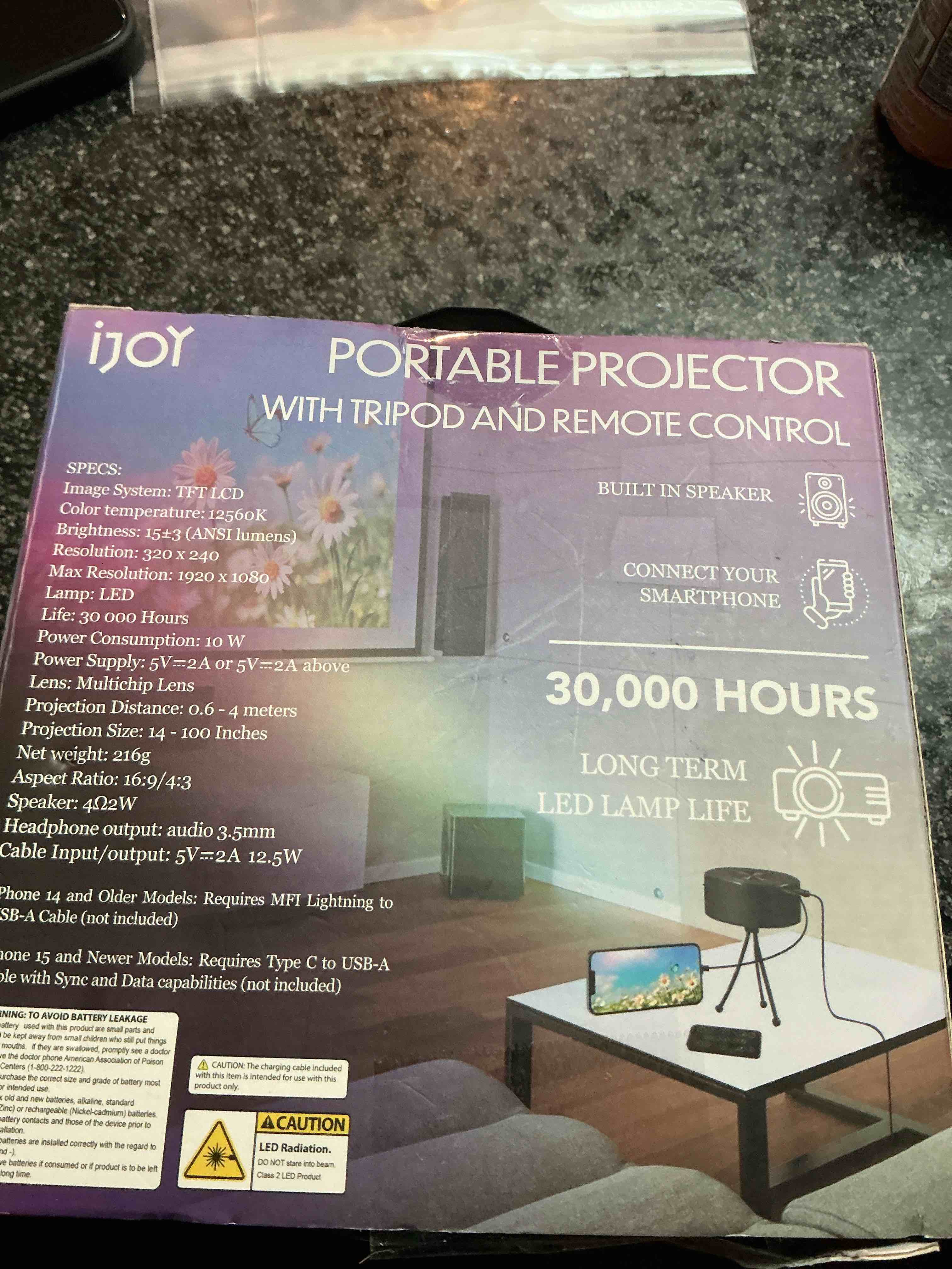 I Joy Portabe Projector With Tripod & Remote Control 