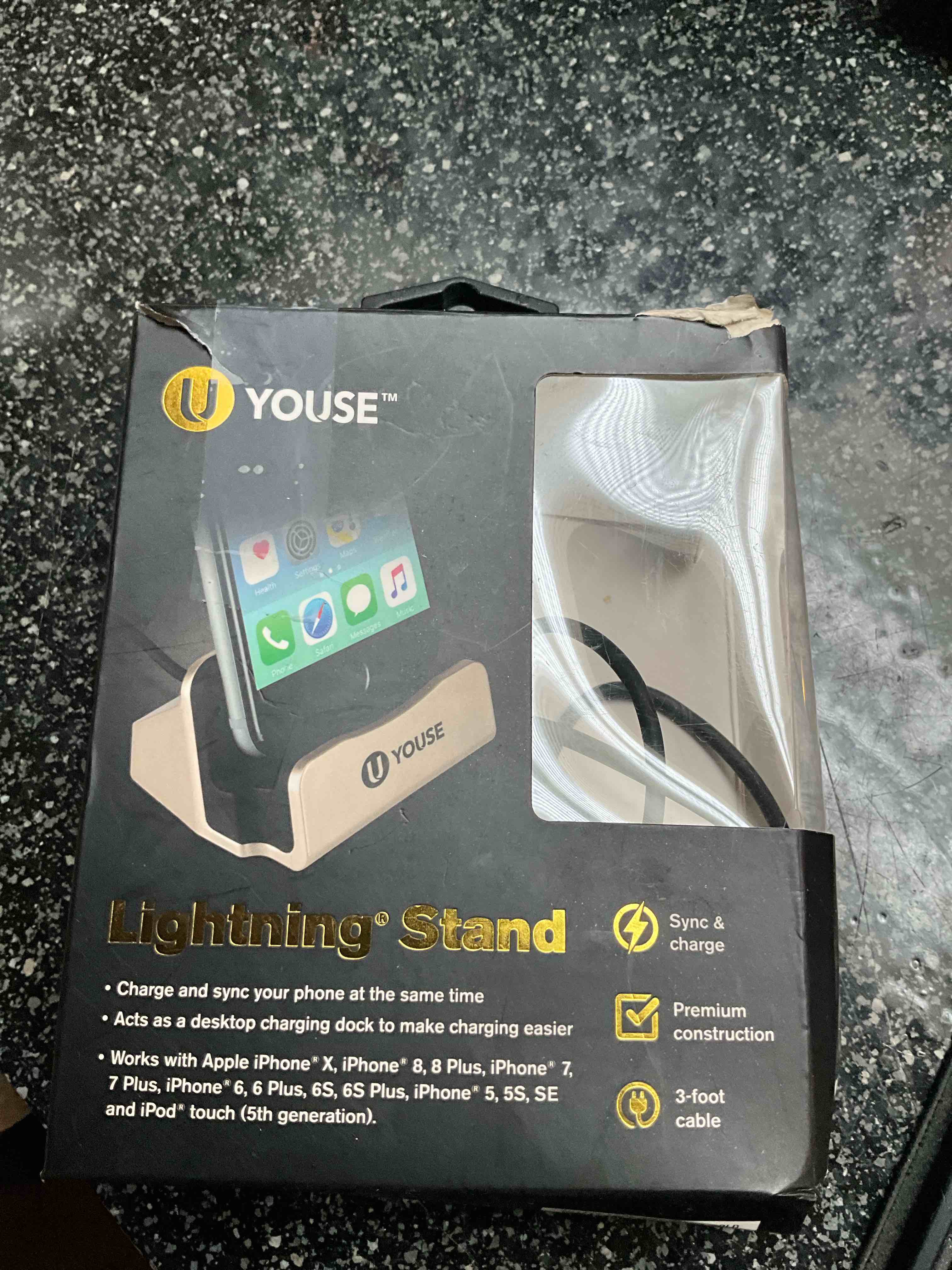 U Youse - Lightning Stand - Sync & Charge - 3 ft long cable 