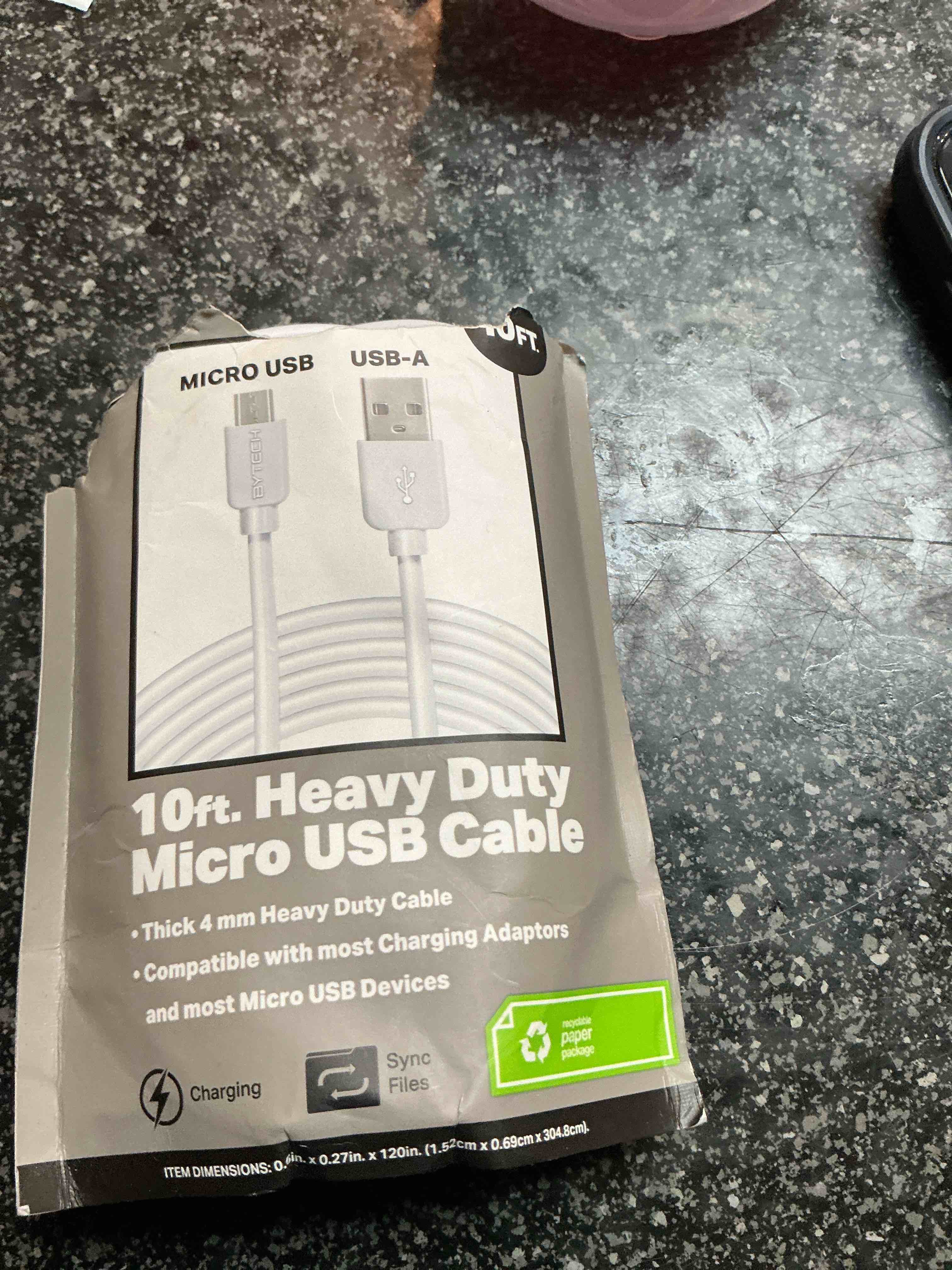 10 Ft, Heavy Duty Micro USB Cable 