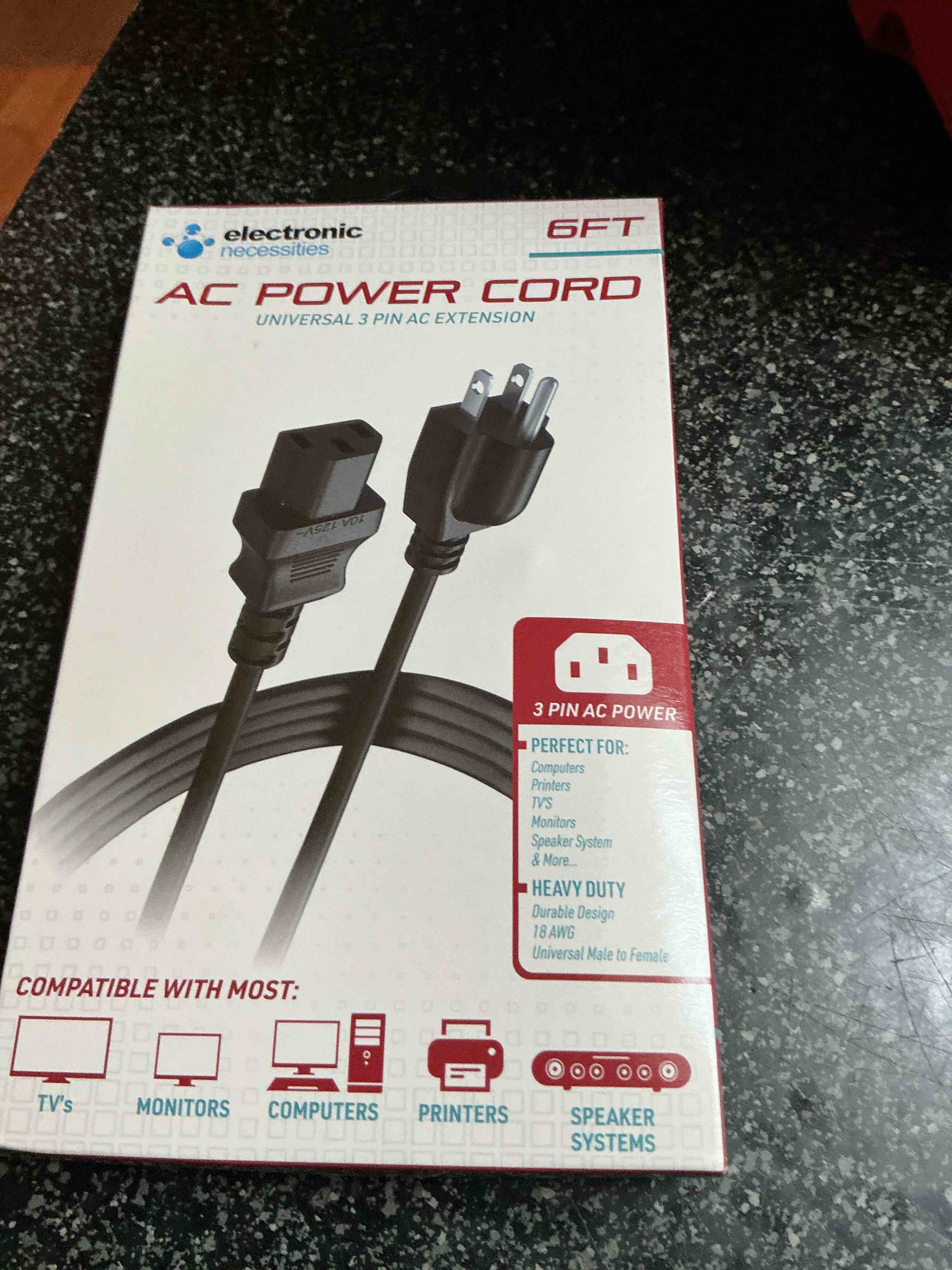 electronic 6 ft. ac power cord 