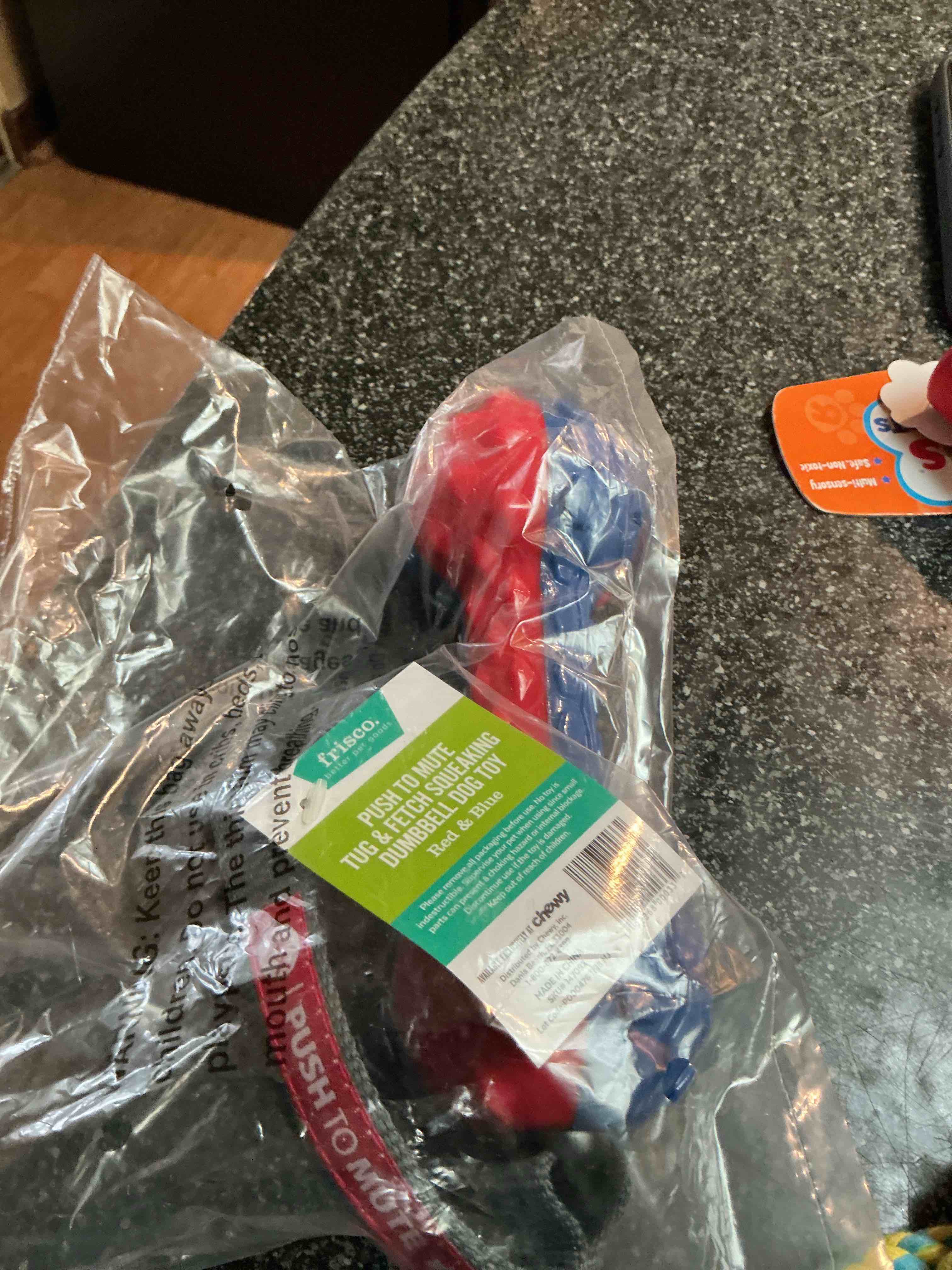 Frisco Red & Blue Squeaky Bone 