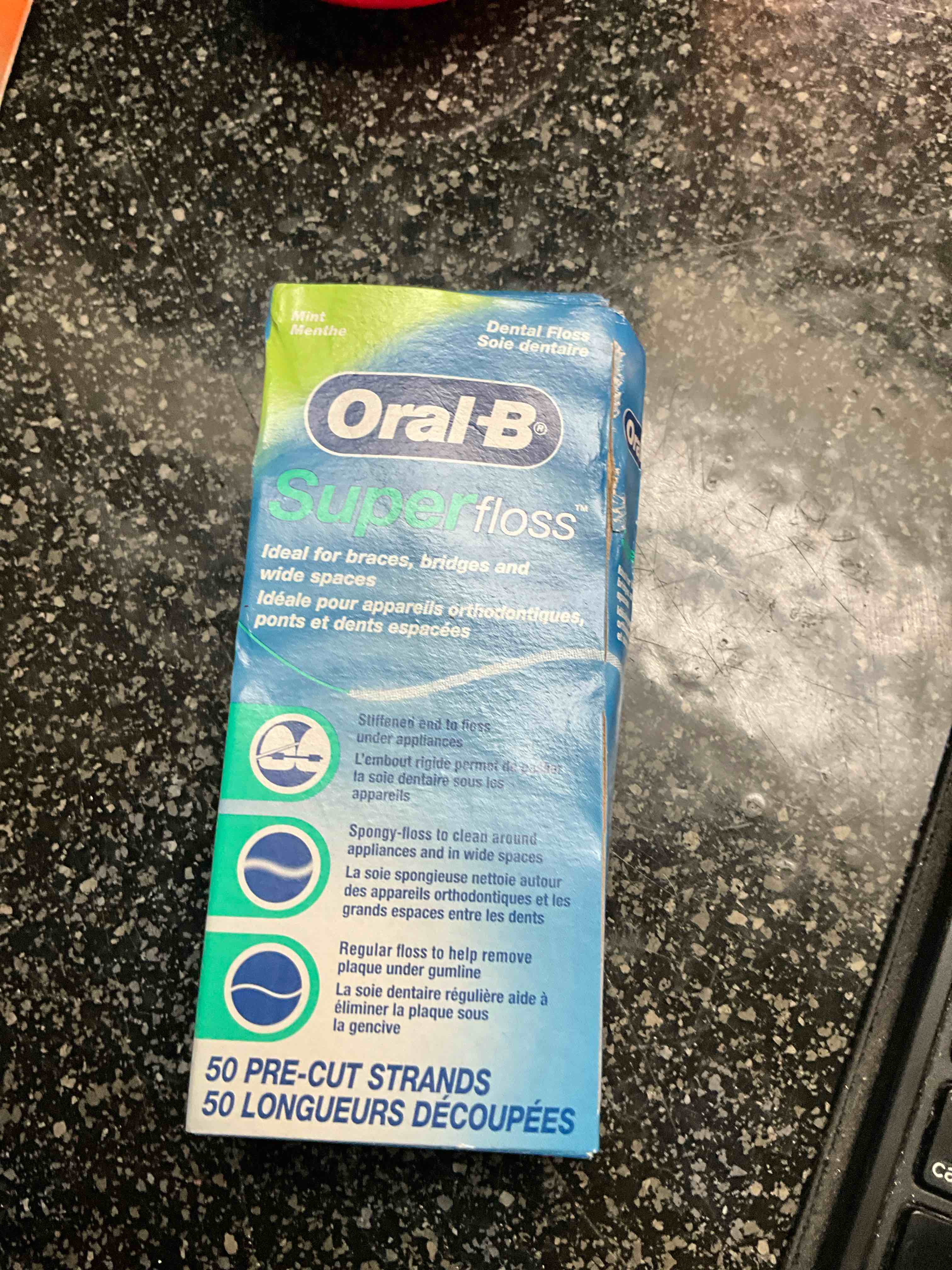 oral-b super floss pre-cut strands dental floss, mint, 50 count
