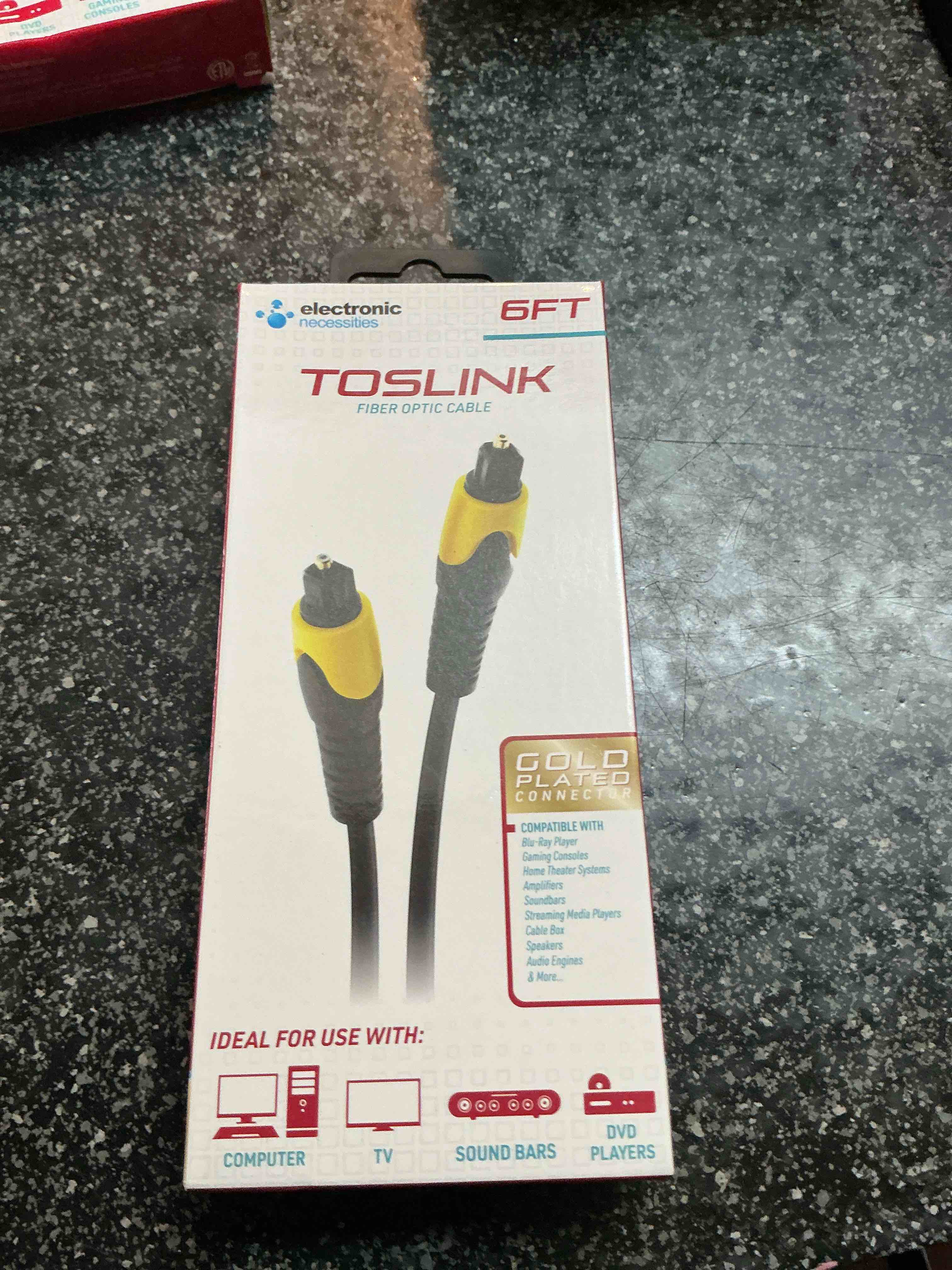 Electronic Toslink 6 Ft. Fiber Optic Cable 