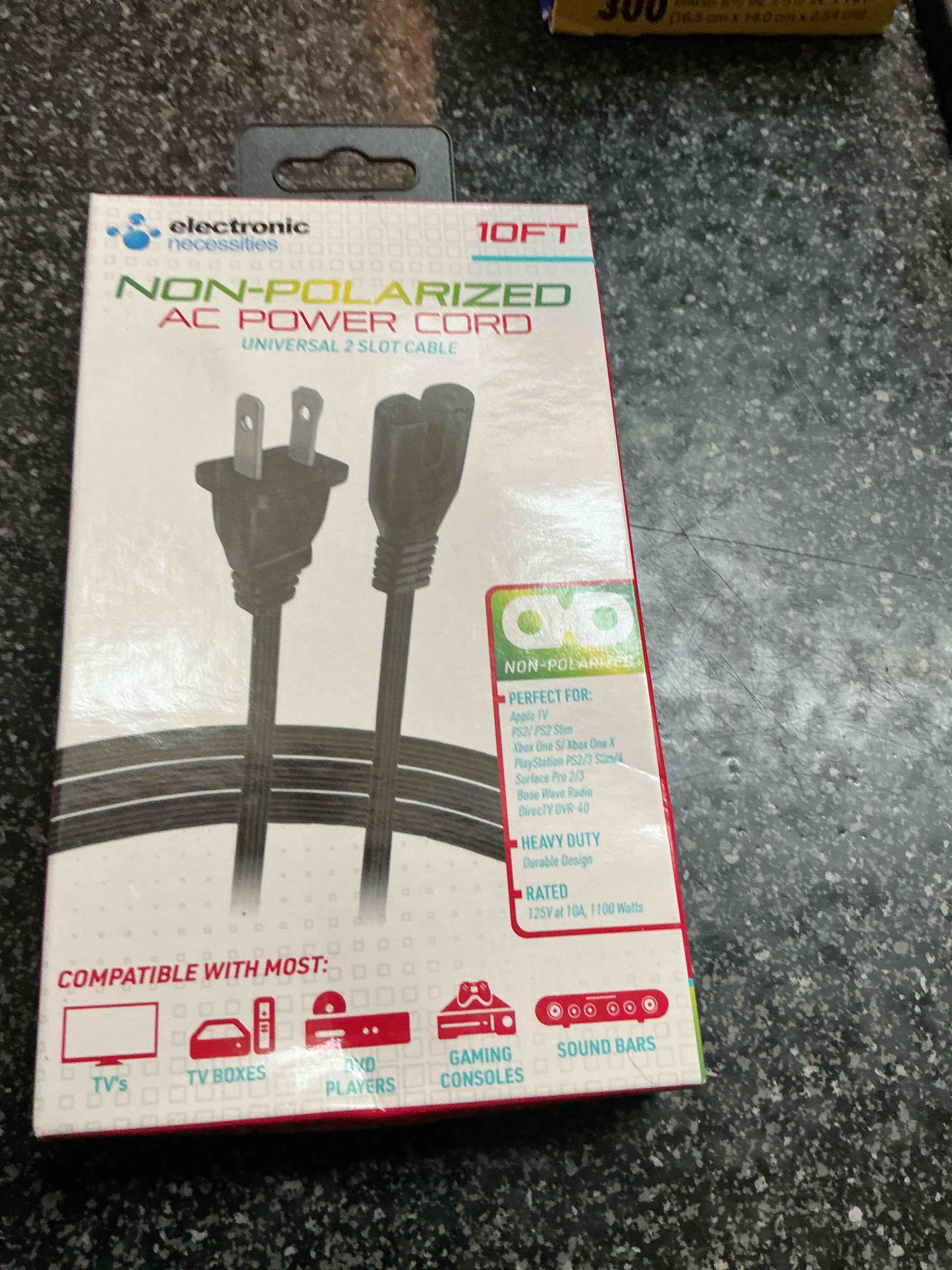 electronic 10 ft. non polarized ac power cord 