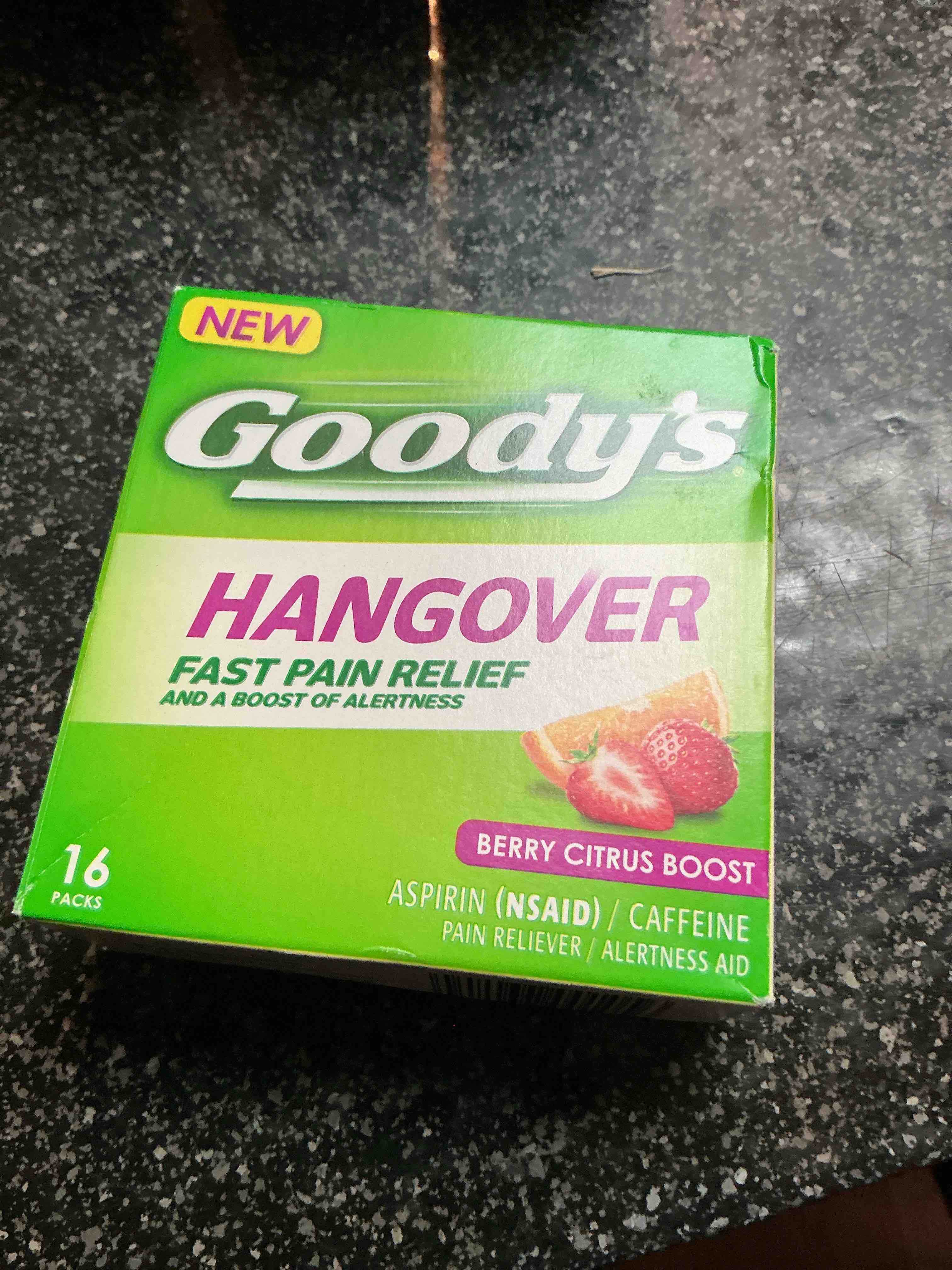 Goody's Hangover Powders, Fast Pain Relief & Boost of Alertness, Berry Citrus Flavor Dissolve Packs, 16 Individual Packets