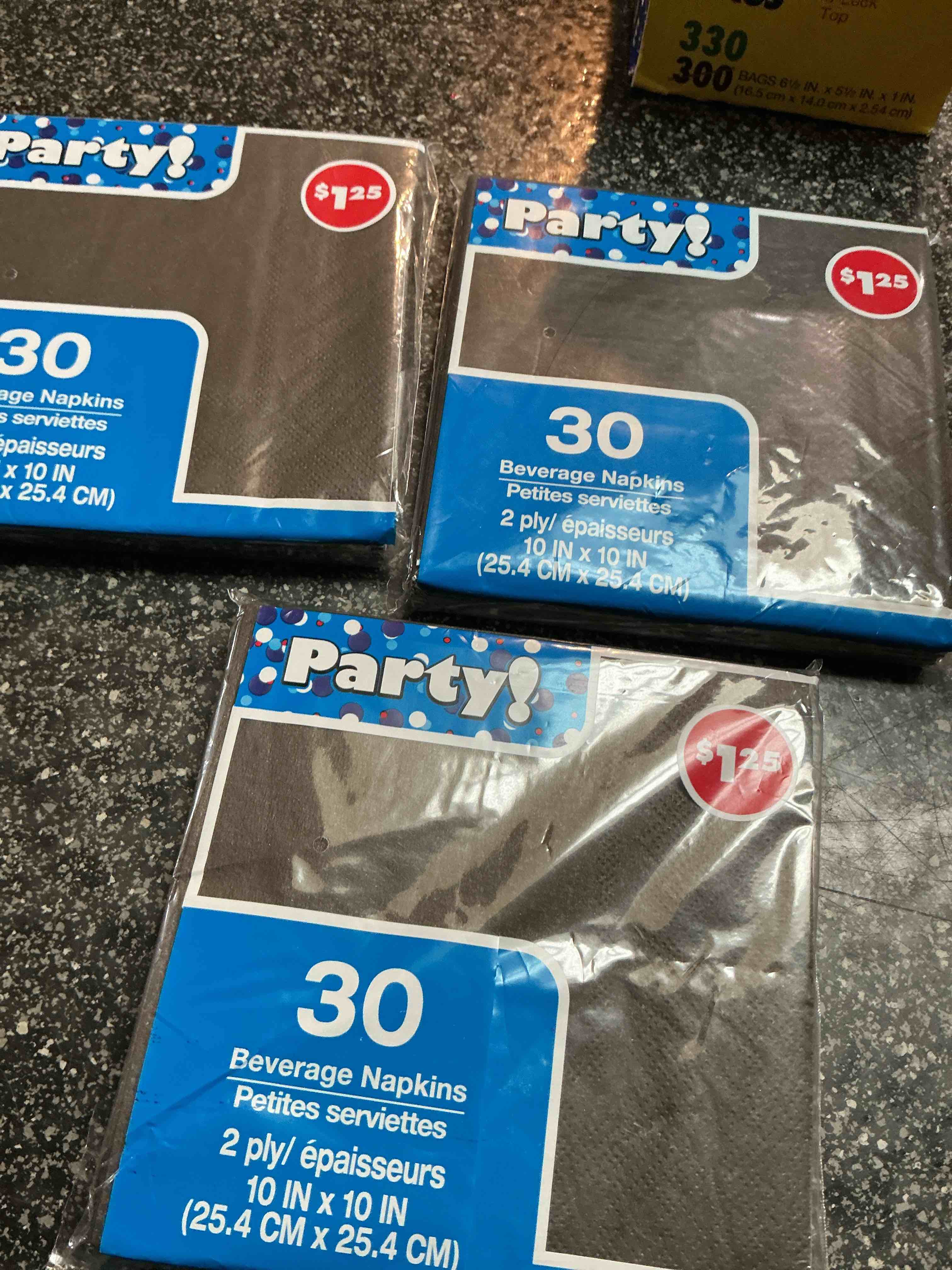 30 Black Beverage Napkins 