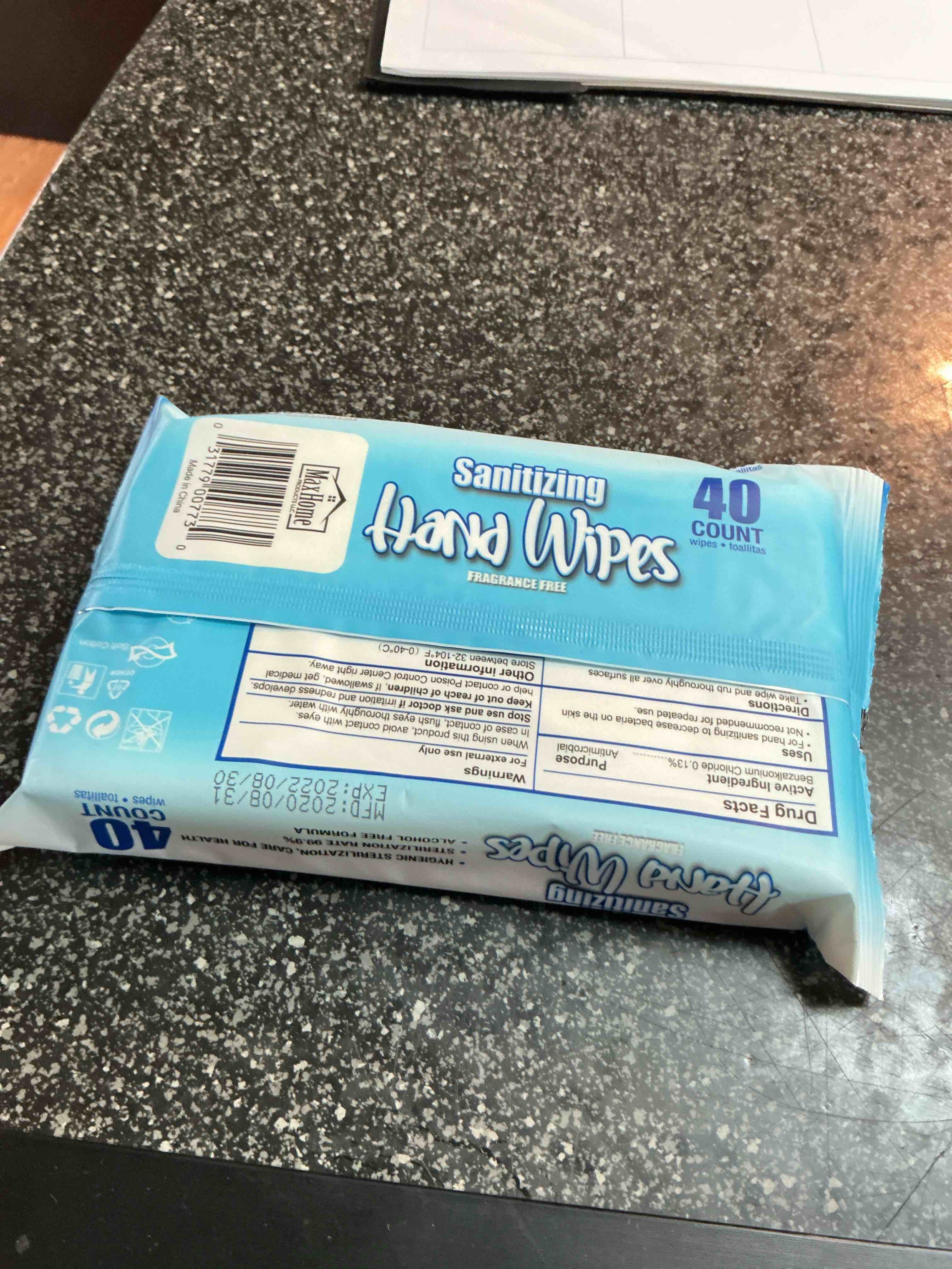 Sanitizing 40 Hand Wipes 