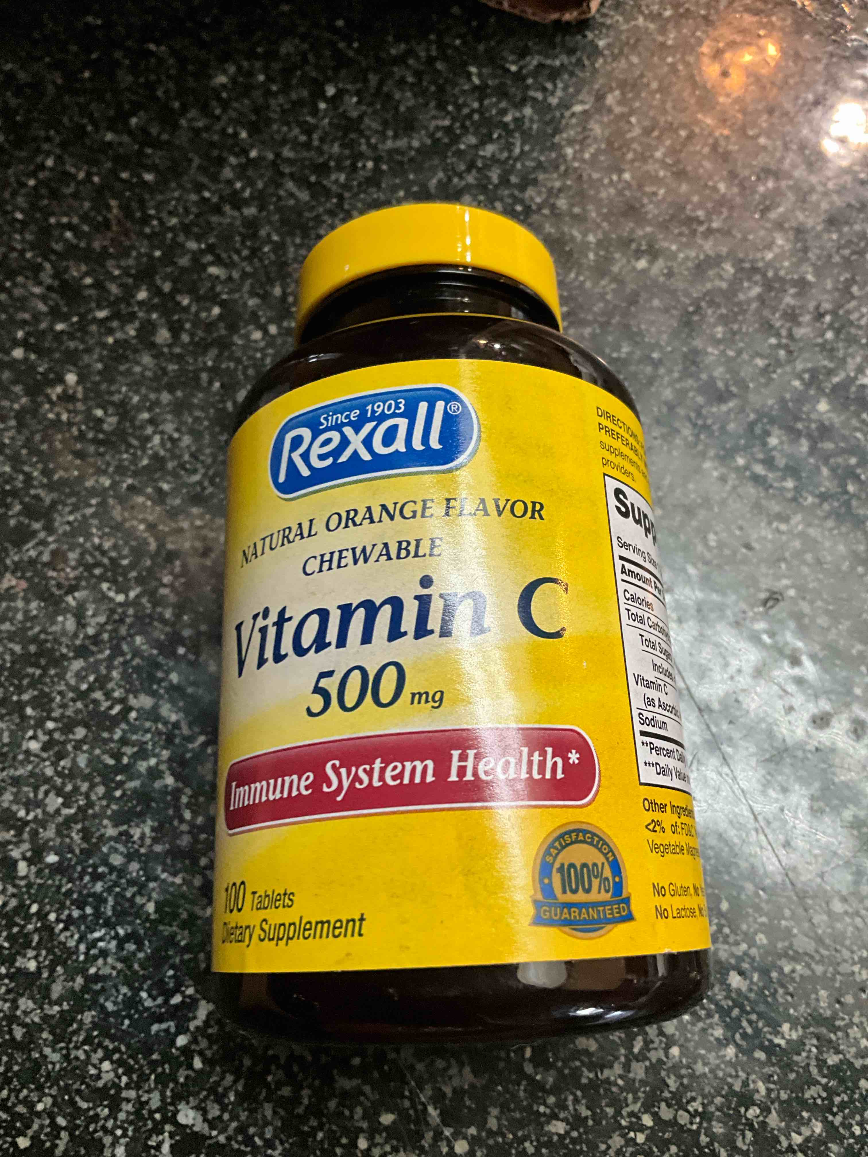 Rexall - Natural Orange Flavor - Chewable - Vitamin C - 500mg - 100 tablets 