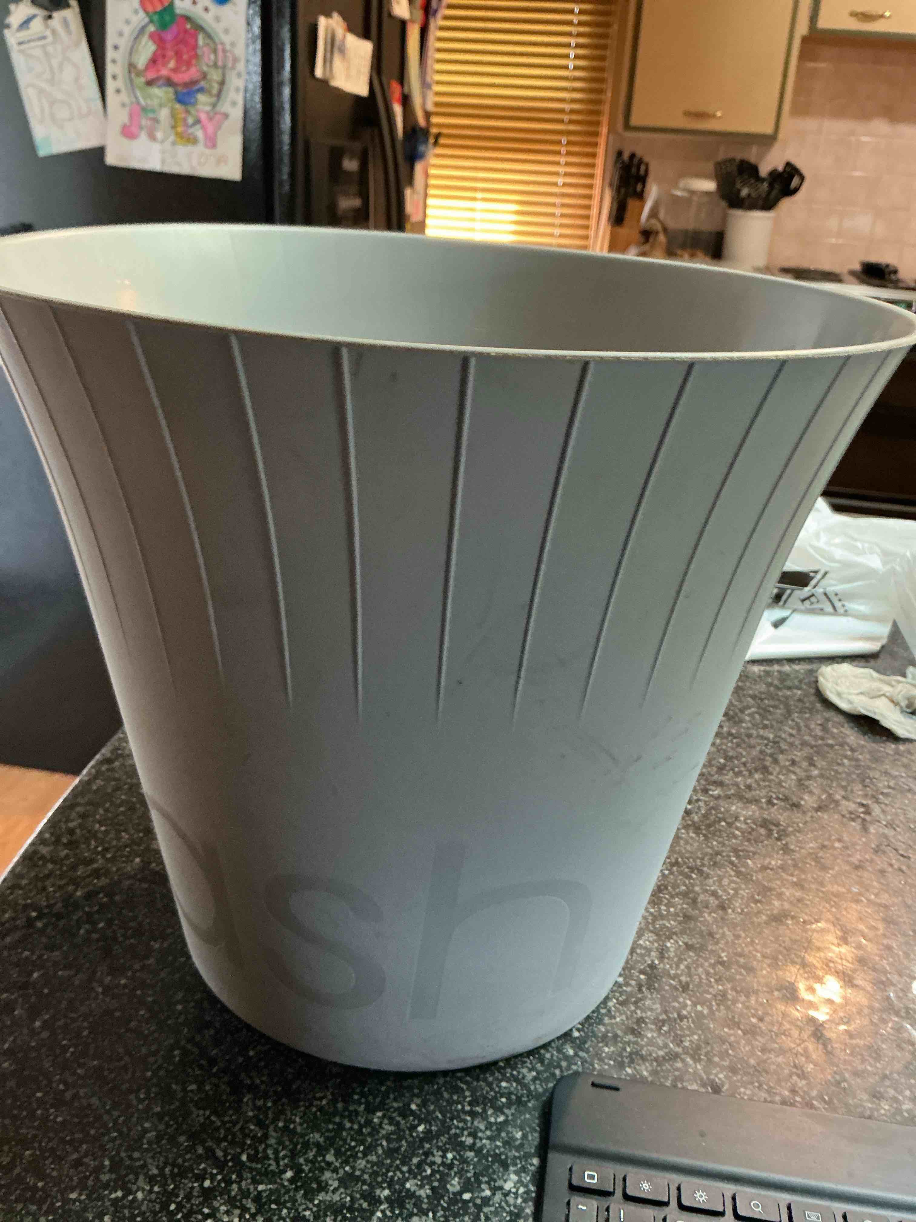 Grey Plastic Trash Can 