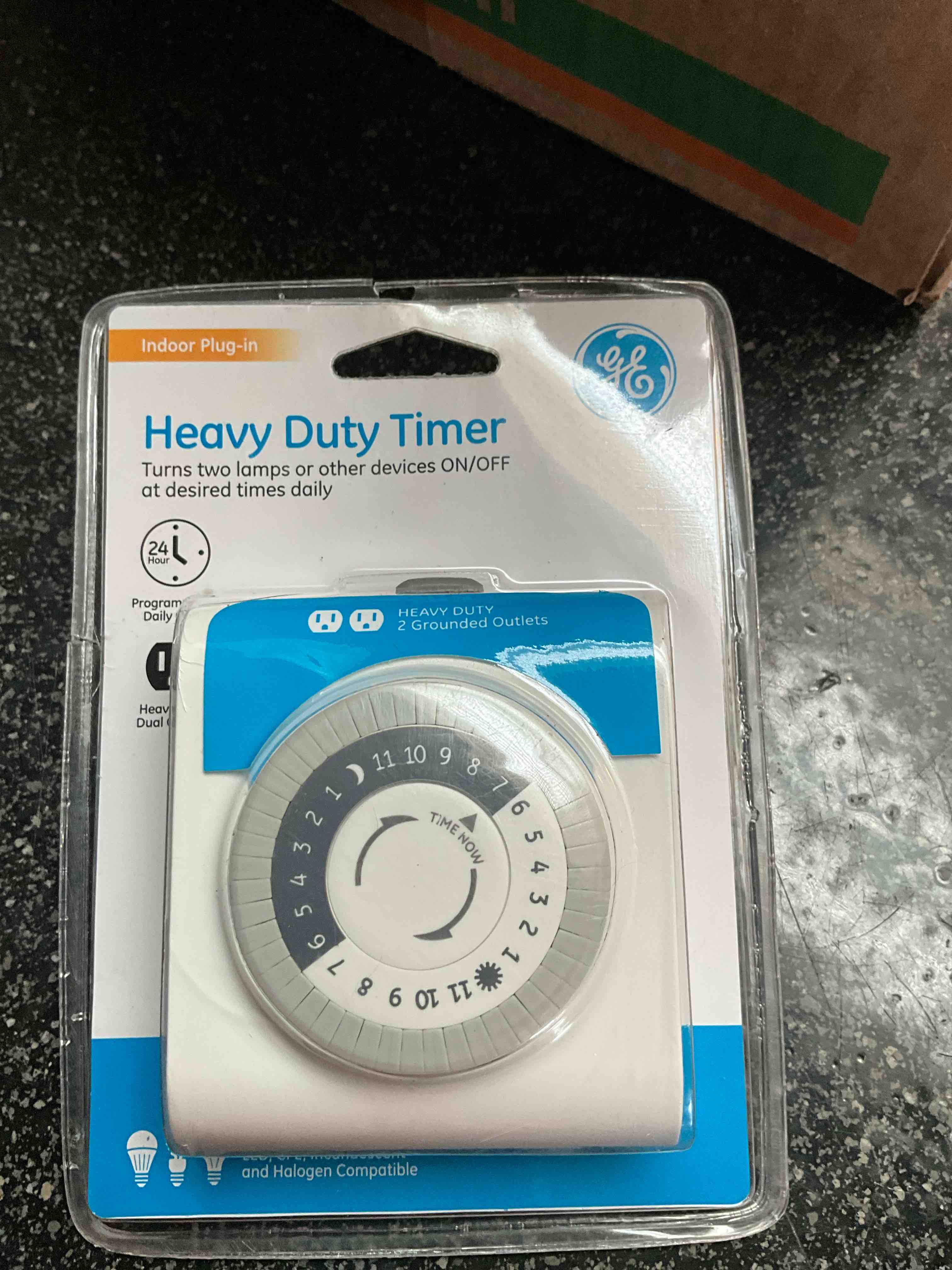 GE 15075 24 Hour 2 Outlet Indoor Heavy Duty On/Off Timer, White